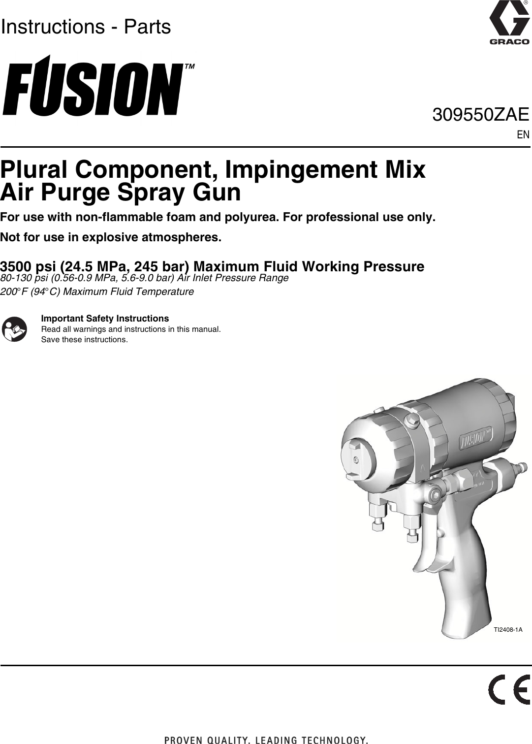 Original Graco Fusion Air Purge Gun AP 246352 Check Valve "B" Resin 
