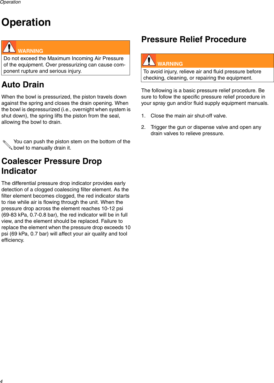 Page 4 of 8 - Graco Graco-309919D-In-Line-Air-Filters-And-Coalescers-Users-Manual- 309919D - In-Line Air Filters And Coalescers, English  Graco-309919d-in-line-air-filters-and-coalescers-users-manual