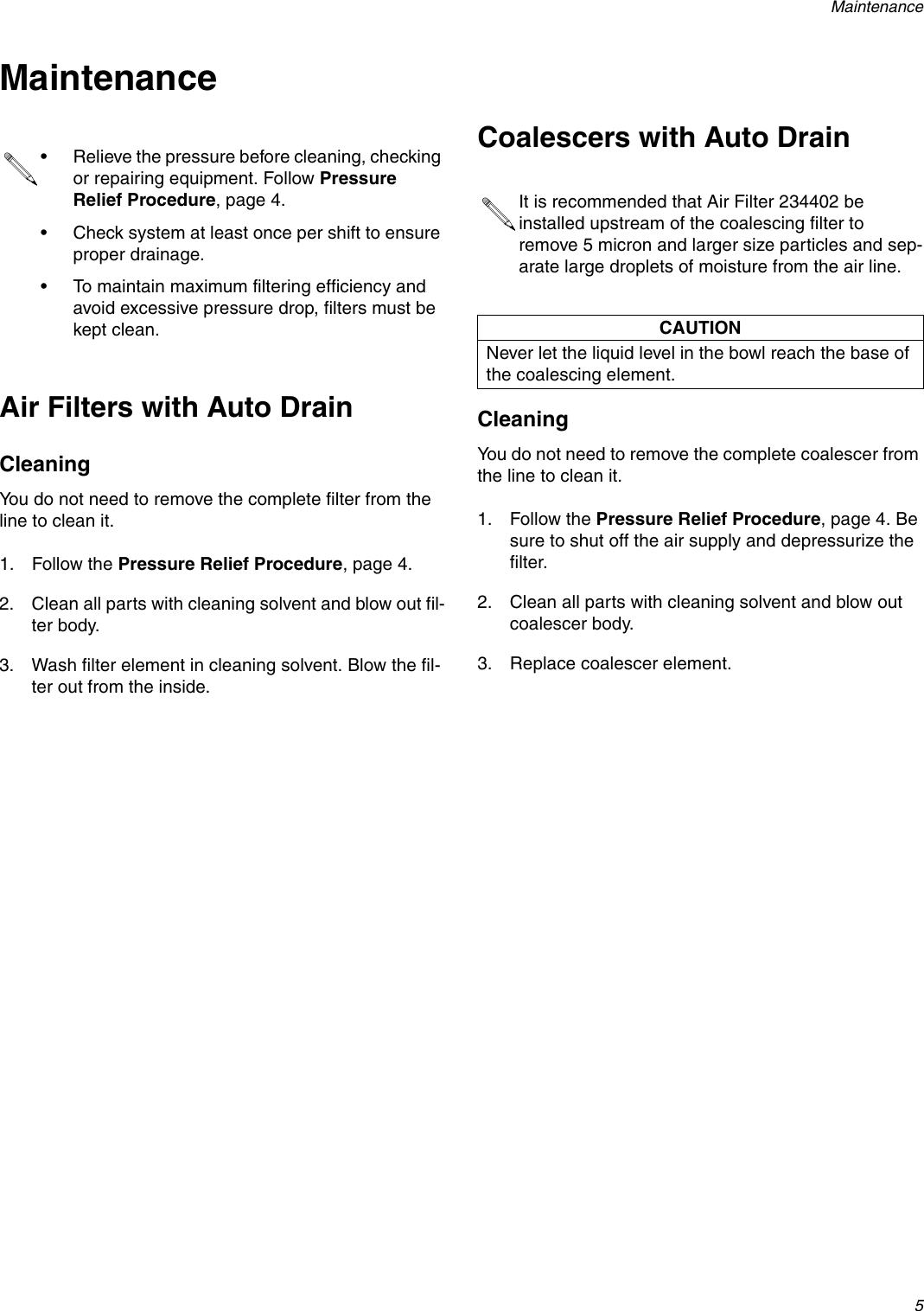 Page 5 of 8 - Graco Graco-309919D-In-Line-Air-Filters-And-Coalescers-Users-Manual- 309919D - In-Line Air Filters And Coalescers, English  Graco-309919d-in-line-air-filters-and-coalescers-users-manual