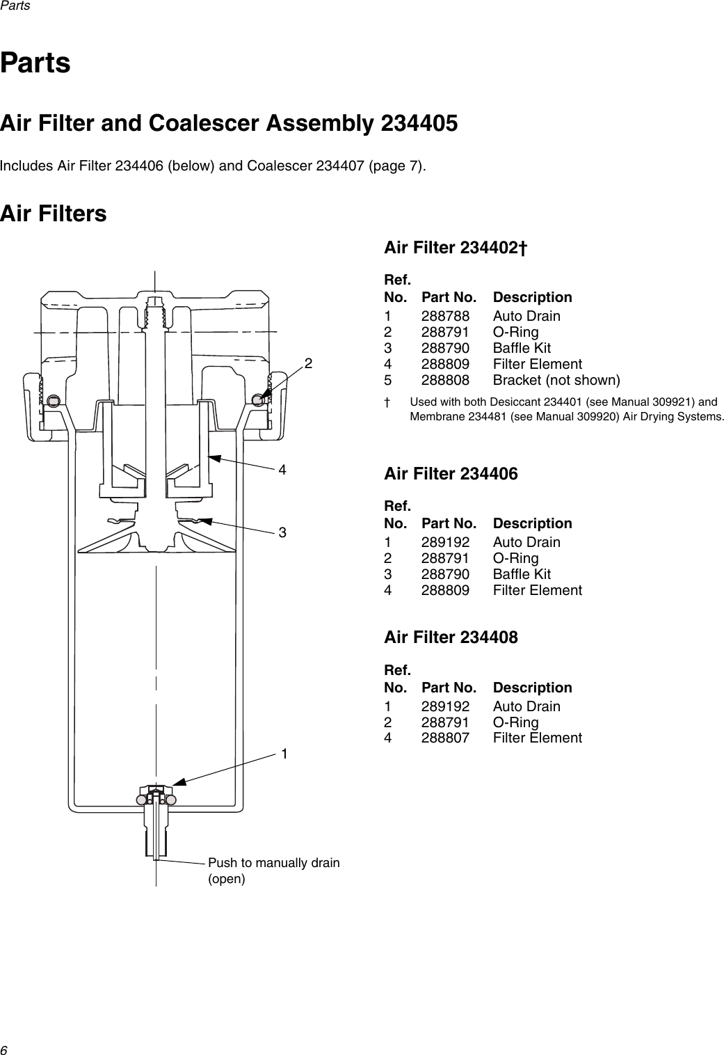 Page 6 of 8 - Graco Graco-309919D-In-Line-Air-Filters-And-Coalescers-Users-Manual- 309919D - In-Line Air Filters And Coalescers, English  Graco-309919d-in-line-air-filters-and-coalescers-users-manual