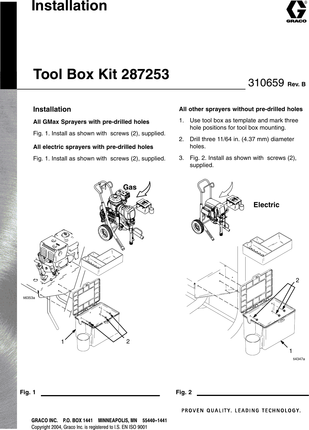 Page 1 of 2 - Graco Graco-310659B-Tool-Box-Kit-287253-Users-Manual- 310659B Tool Box Kit 287253 Installation  Graco-310659b-tool-box-kit-287253-users-manual