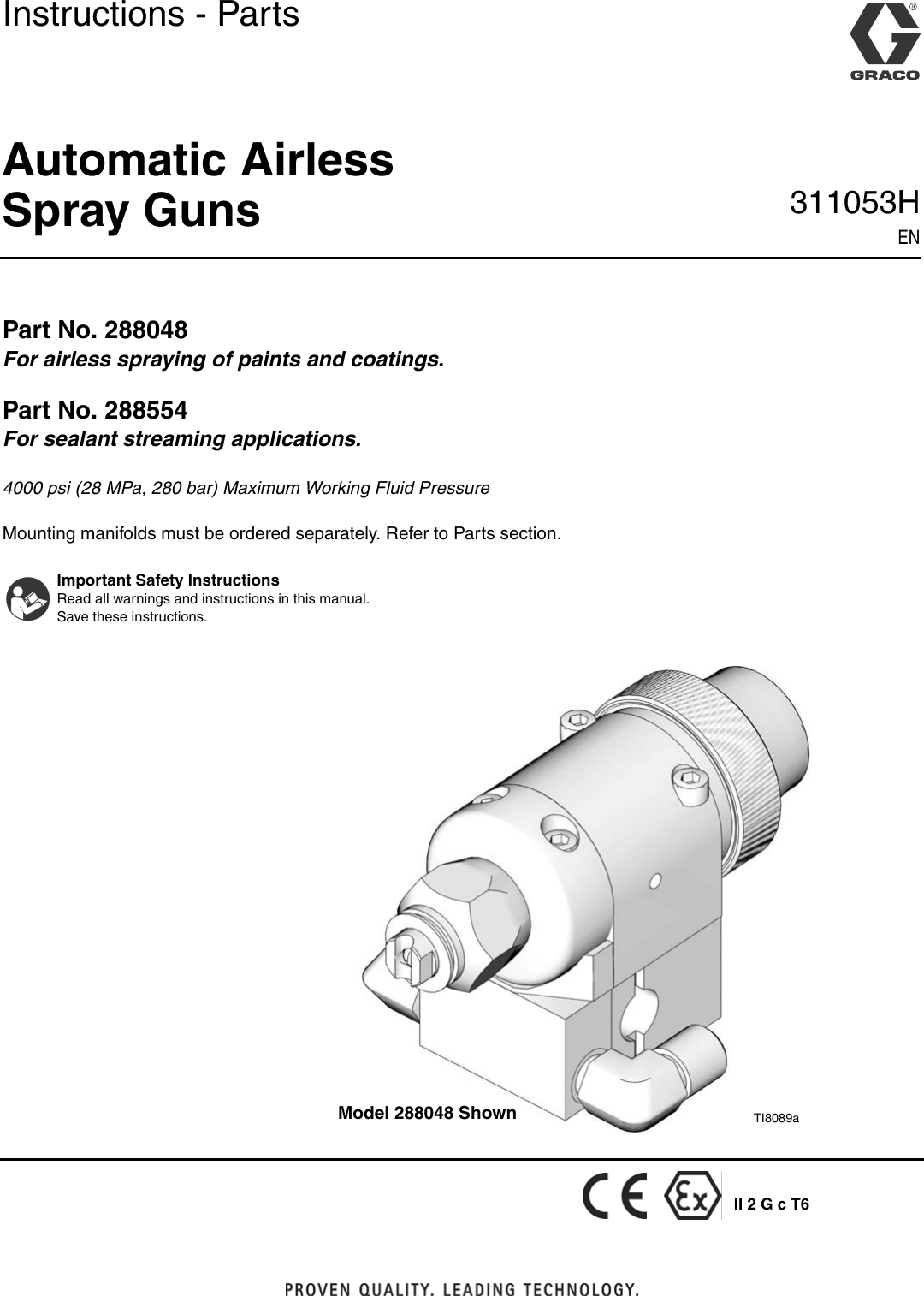 Graco 311053H Automatic Airless Spray Guns Users Manual Guns