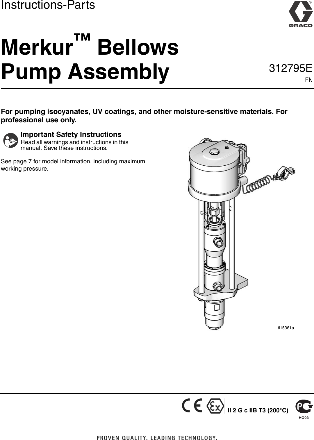 Graco 312795E Merkur Bellows Pump Assembly Users Manual 312795E