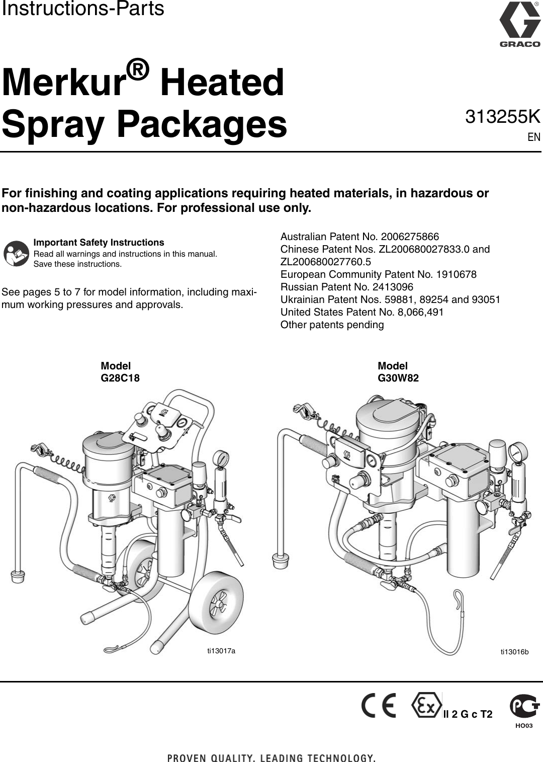 Graco 313255K Merkur Heated Spray Packages Users Manual 313255K