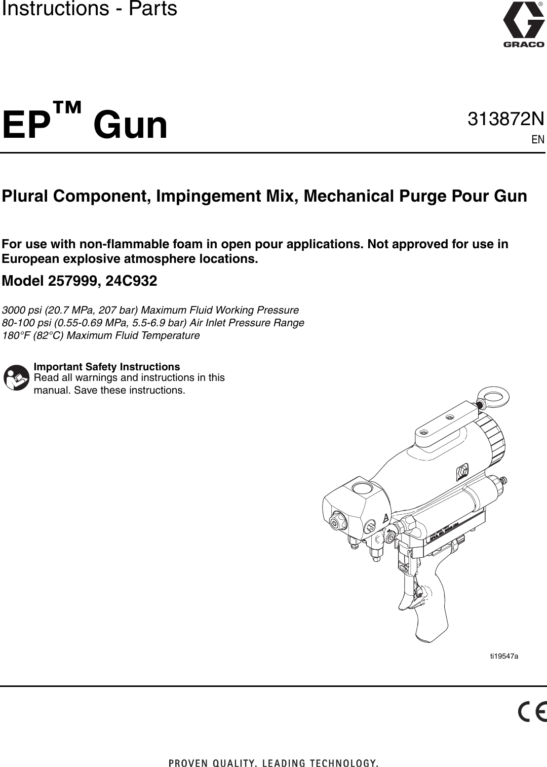 Graco 313872N Ep Gun Users Manual Gun, Instructions Parts, English