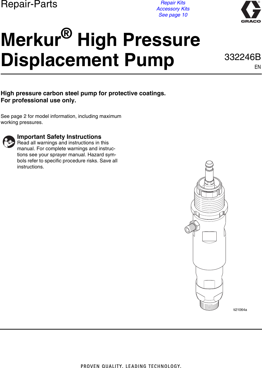 Graco 332246En B Users Manual 332246B Merkur High Pressure Displacement ...