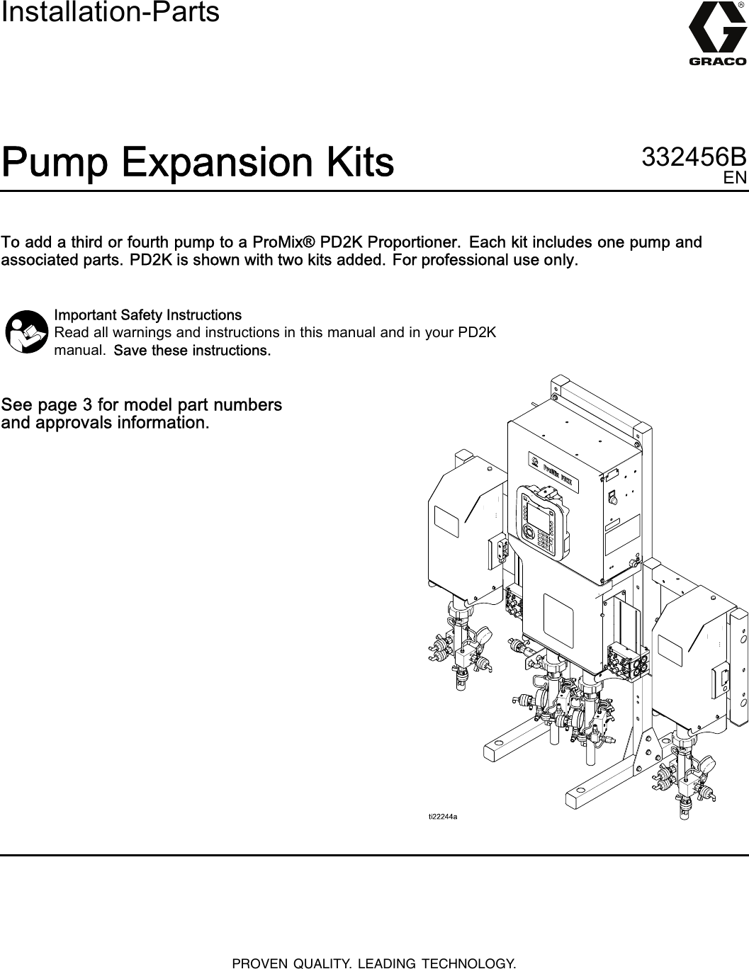 Graco 332456B Pump Expansion Kits Users Manual Kits, Installation Parts