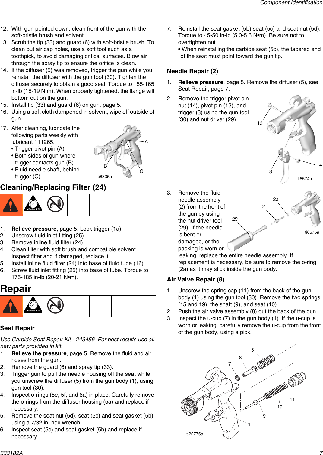 Page 7 of 12 - Graco Graco-333182A-G40-Air-Assisted-Spray-Gun-Parts-Users-Manual- 333182A - G40 Air Assisted Spray Gun, Instructions, Parts, English  Graco-333182a-g40-air-assisted-spray-gun-parts-users-manual