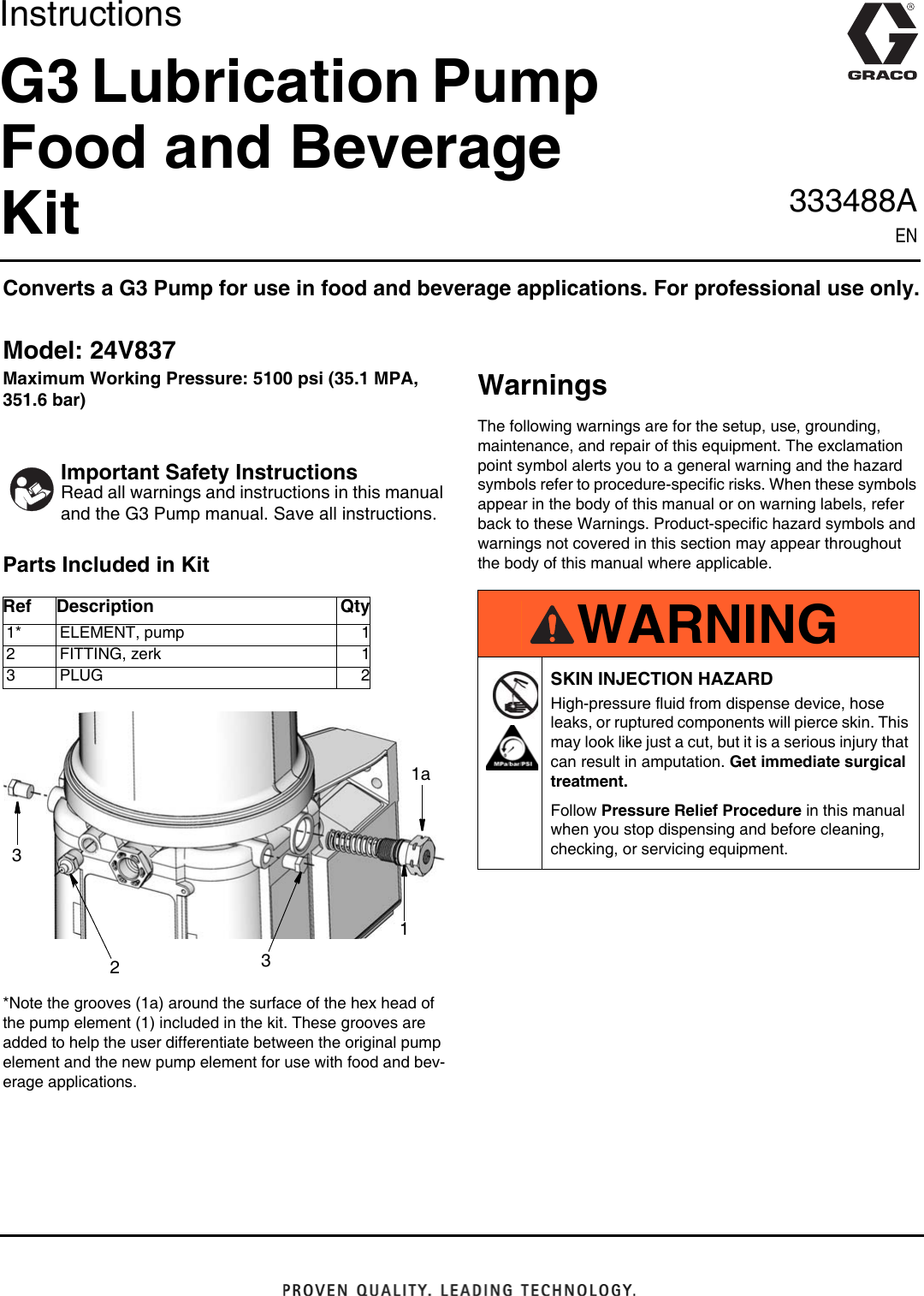 Page 1 of 2 - Graco Graco-333488A-G3-Lubrication-Pump-Food-And-Beverage-Kit-Users-Manual- 333488A G3 Lubrication Pump Food And Beverage Kit, Instructions, English  Graco-333488a-g3-lubrication-pump-food-and-beverage-kit-users-manual