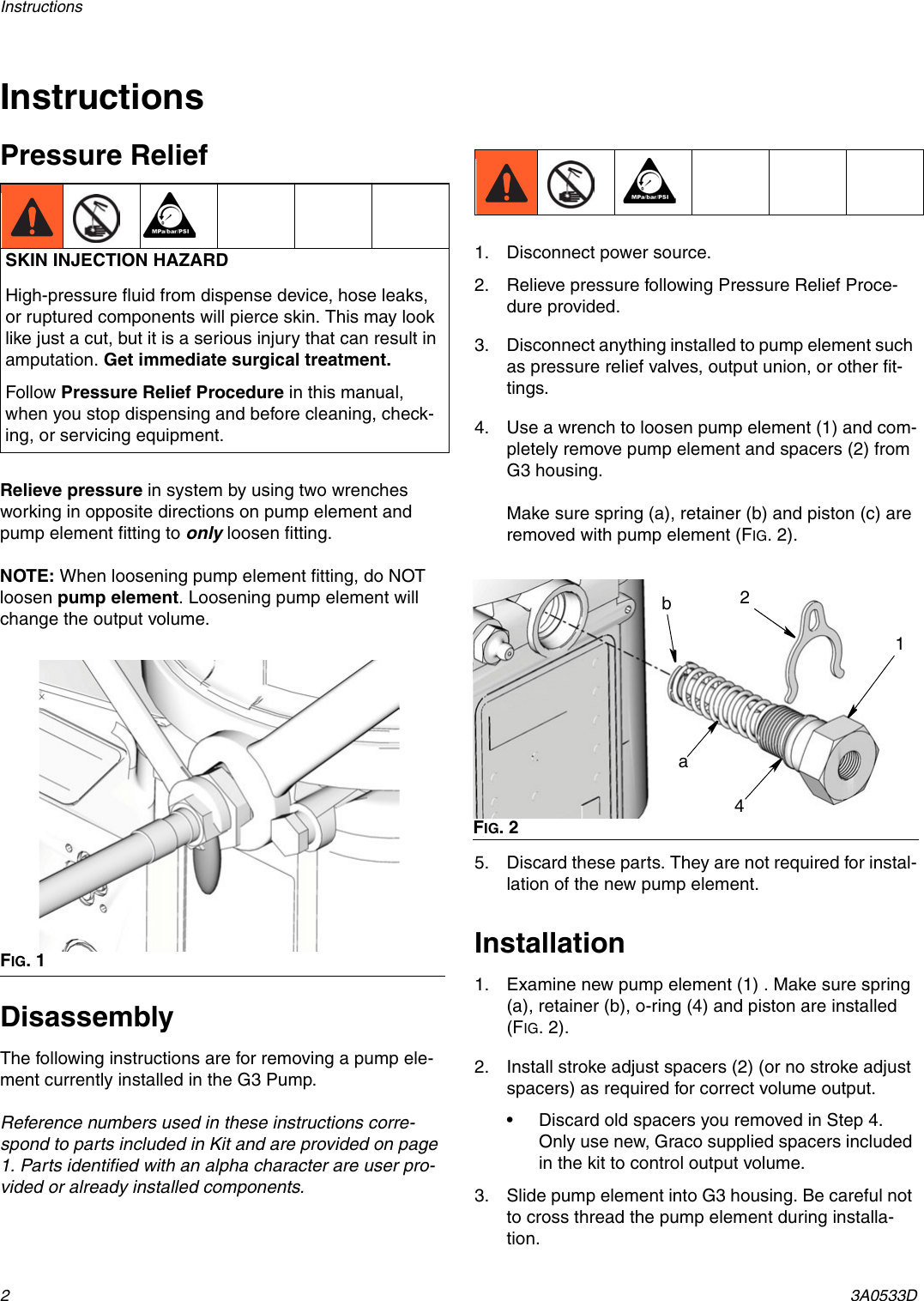 Page 2 of 4 - Graco Graco-3A0533D-G3-Pump-Element-Replacement-Kit-Users-Manual- 3A0533D G3 Pump Element Replacement Kit, Instructions, English  Graco-3a0533d-g3-pump-element-replacement-kit-users-manual