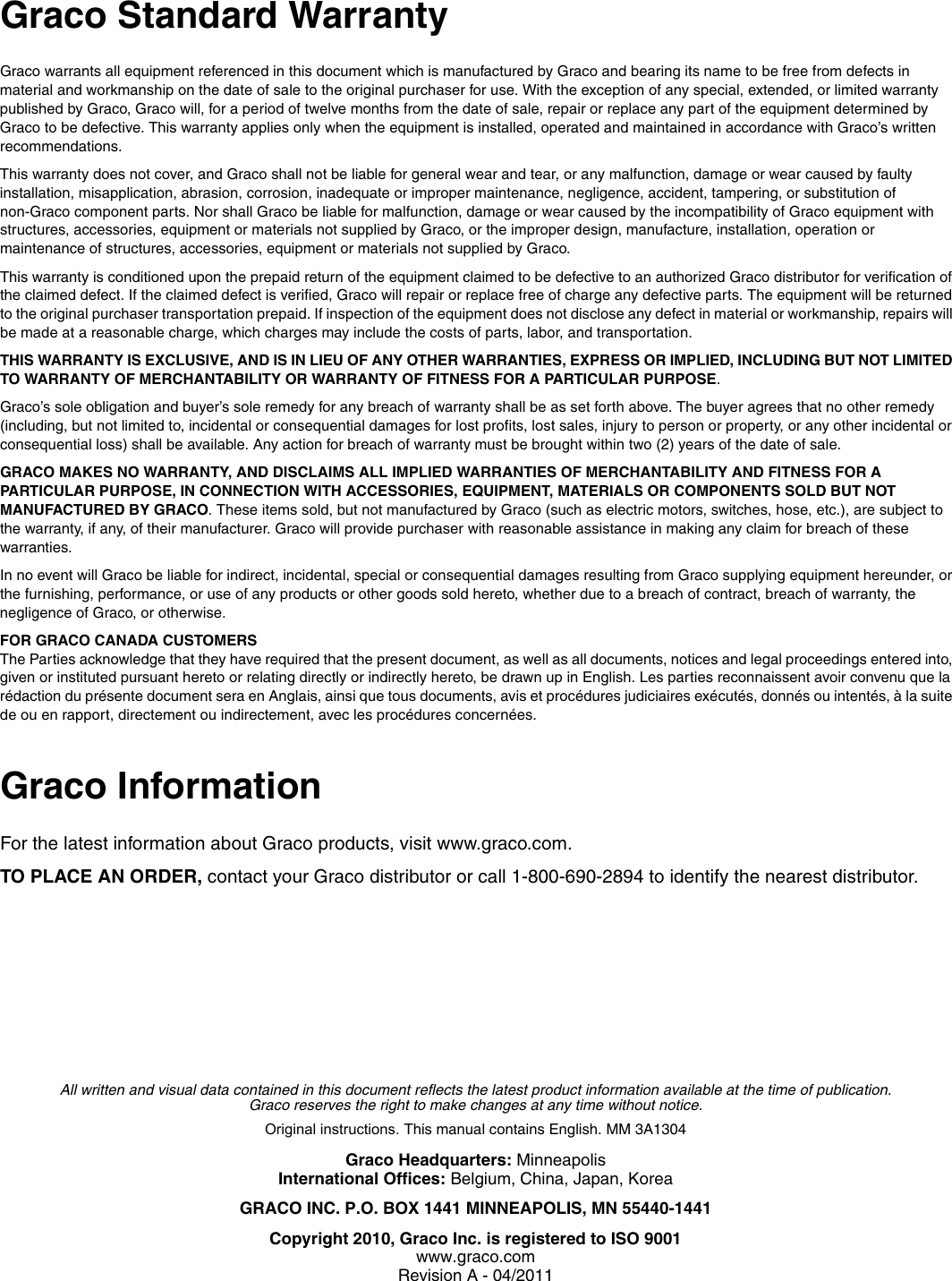 Page 6 of 6 - Graco Graco-3A1304A--Rps-2900-Pump-Kit-Users-Manual- 3A1304A -  RPS 2900 Pump Kit, Instructions, (English) Graco-3a1304a--rps-2900-pump-kit-users-manual