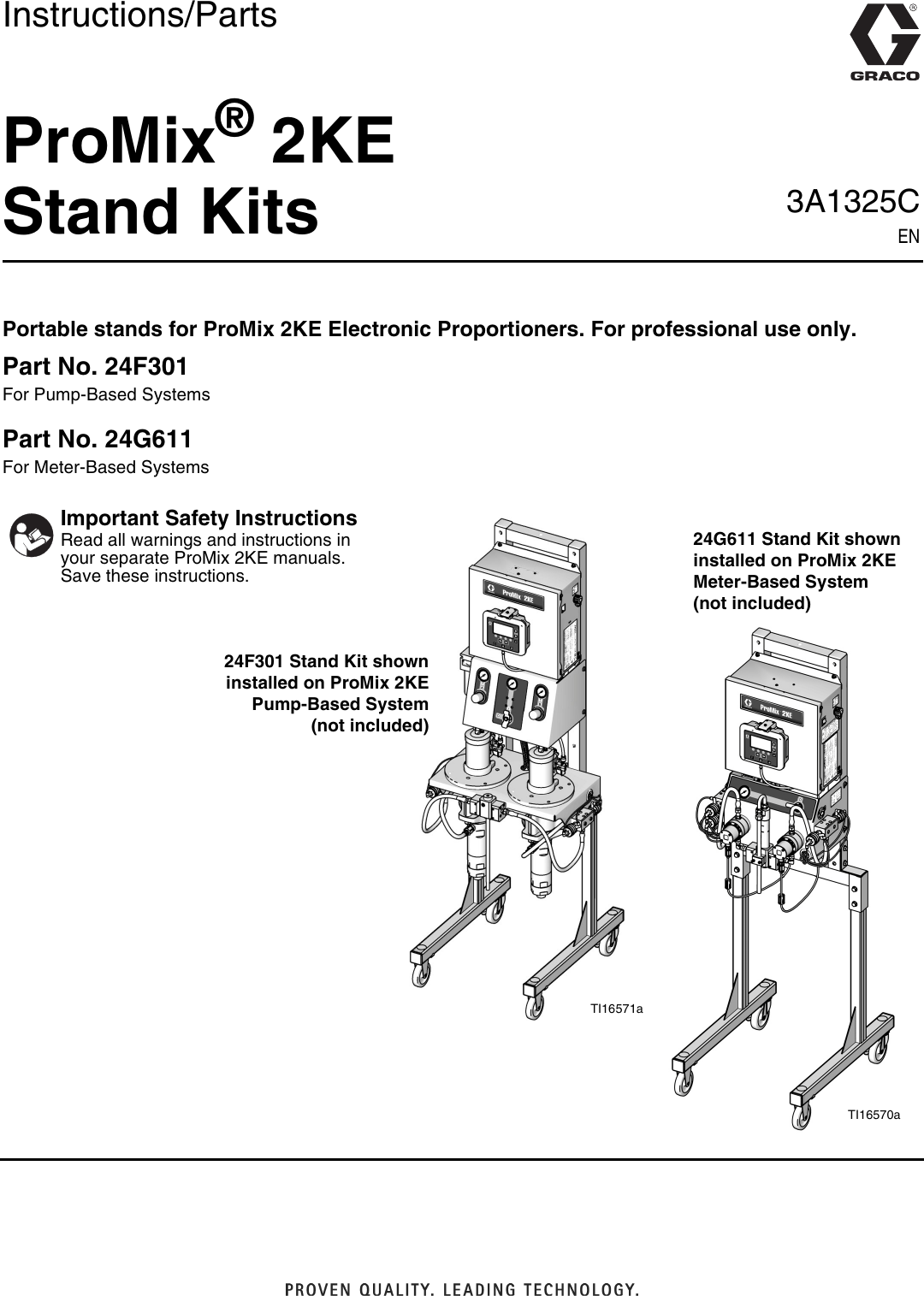 Graco 3A1325C Promix 2Ke Stand Kits Users Manual 3A1325C, Instructions