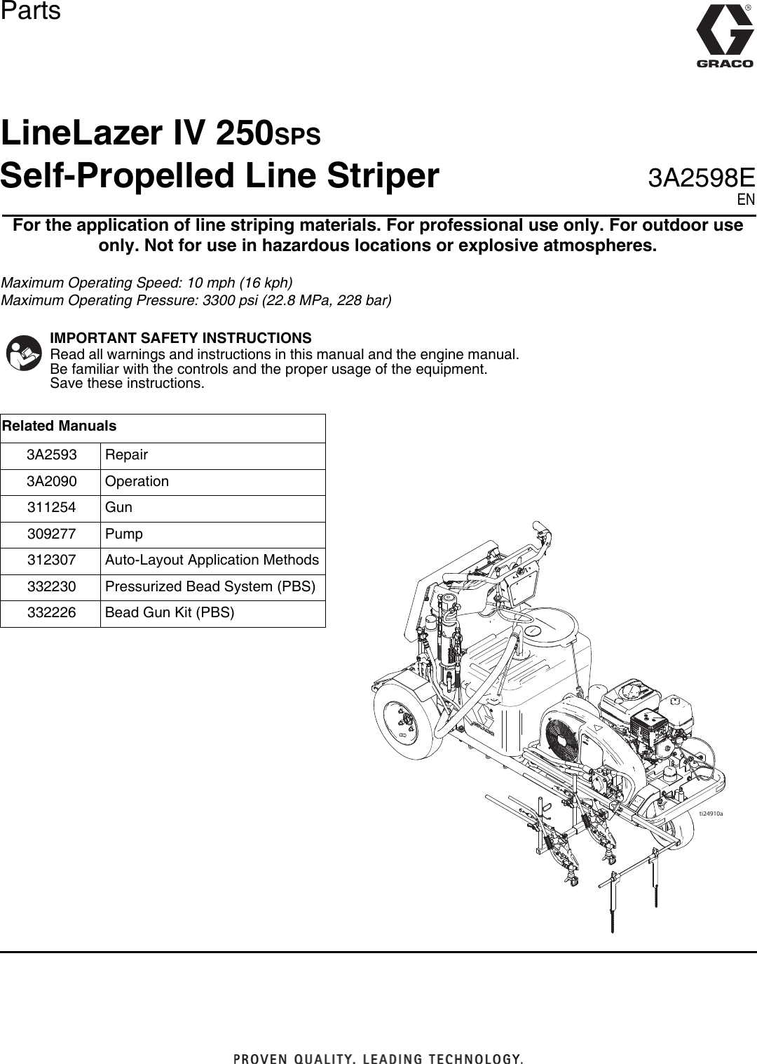 Graco 3A2598En E Users Manual 3A2598E, LineLazer IV 250SPS Self