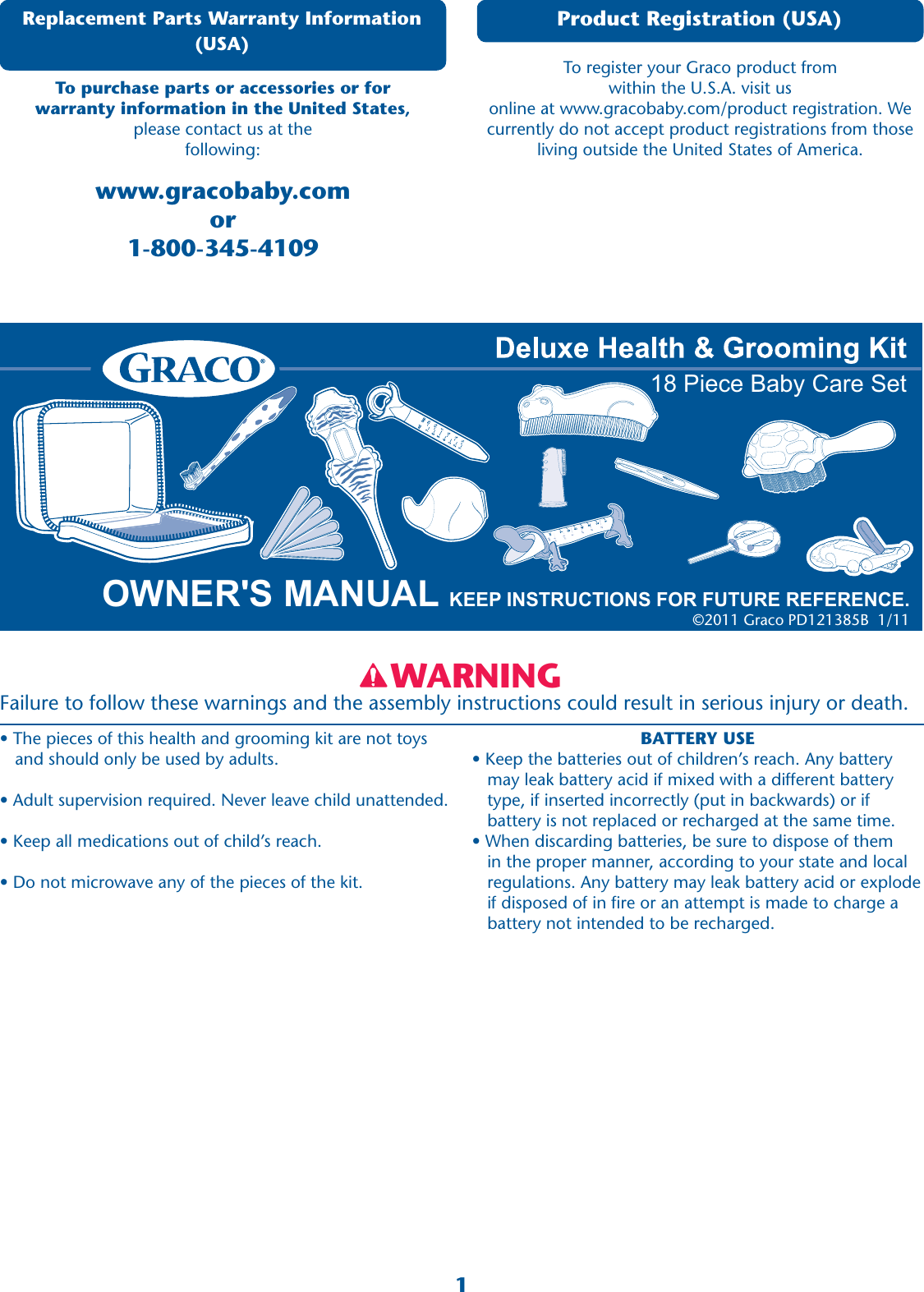 graco deluxe health and grooming kit pd121385b users manual pd