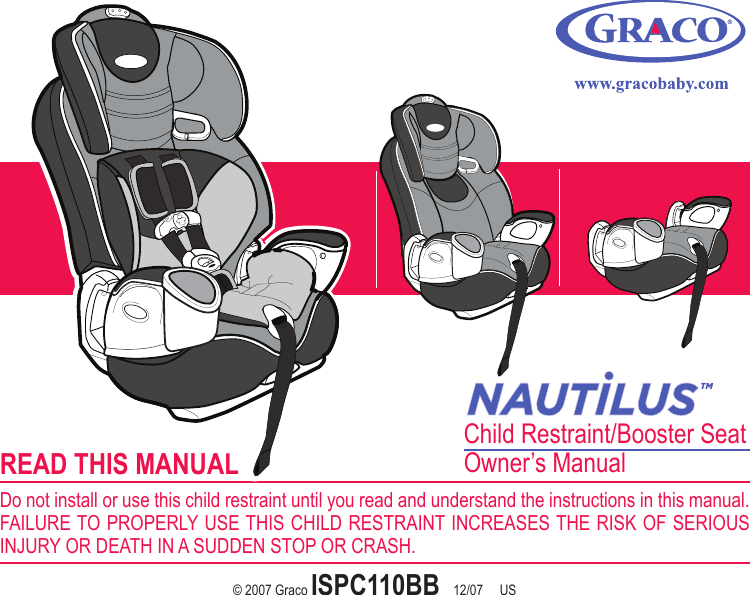 Graco Nautilus Child Restraint Booster S Users Manual