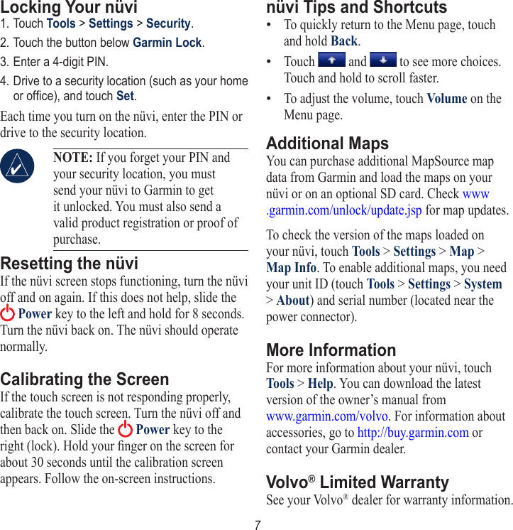 Page 7 of 8 - Graco Graco-Nuvi-760-Users-Manual-  Graco-nuvi-760-users-manual