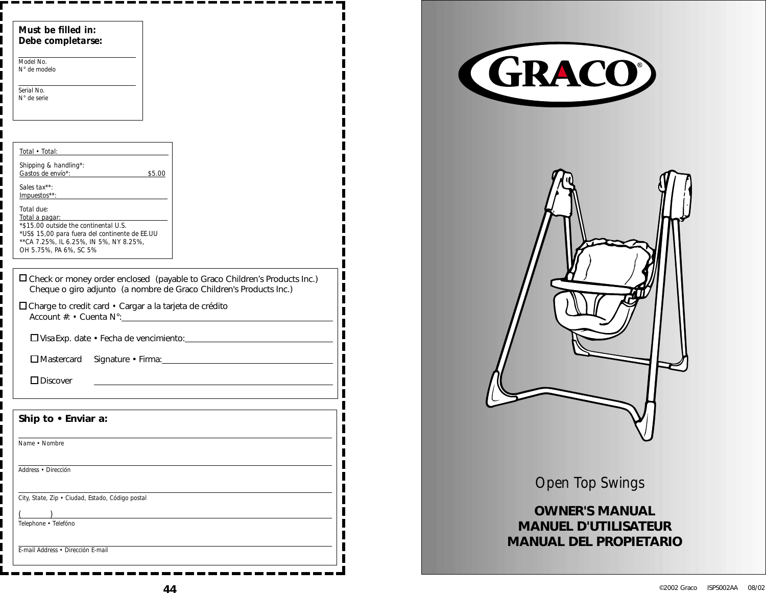 Graco Open Top Swings Isps002Aa Users Manual ISPS002AB