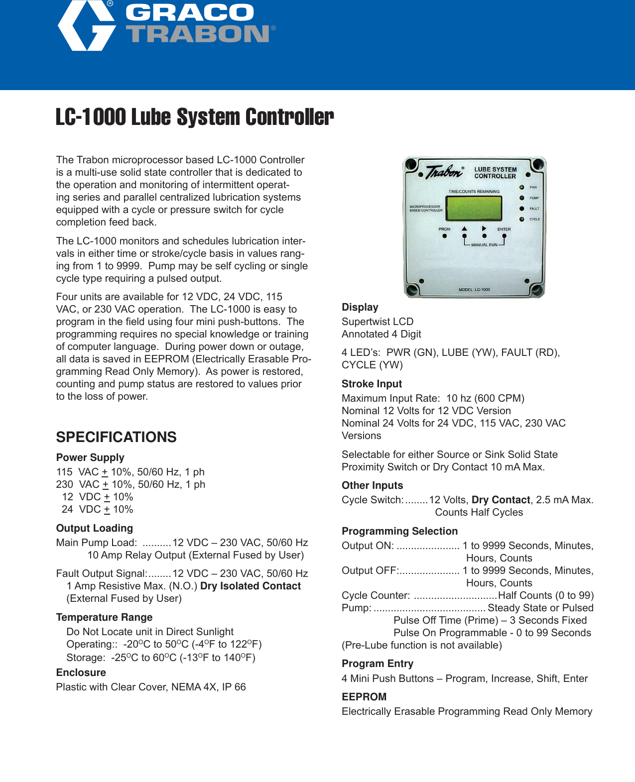 Page 1 of 8 - Graco Graco-Trabon-Lc-1000-Users-Manual- 14540  Graco-trabon-lc-1000-users-manual