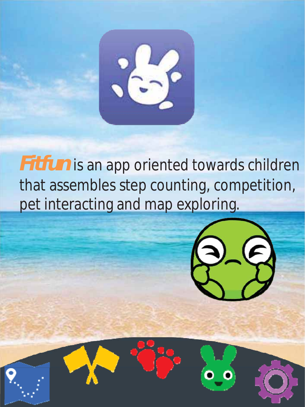 Fitfun isan apporiented towards childrenthatassemblesstepcounting,competition,petinteractingandmapexploring.