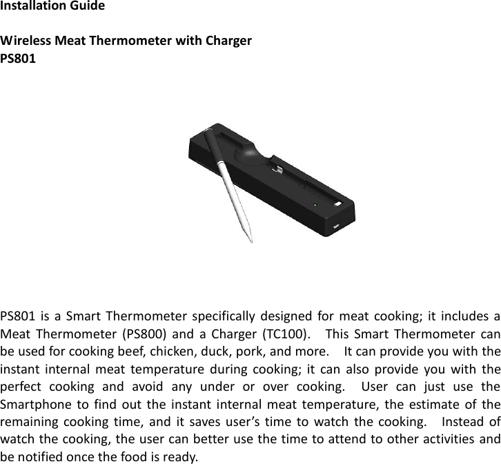 Page 1 of Grandex PS800-01 Wireless Meat Thermometer User Manual CA 210 V1 1 GRANDEX 070605