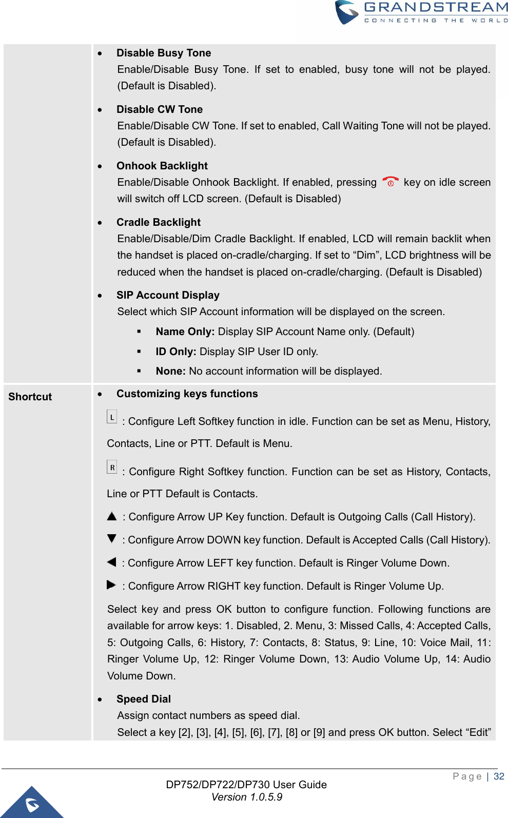 Page 33 of Grandstream Networks DP730 DECT Cordless HD Handset User Manual 