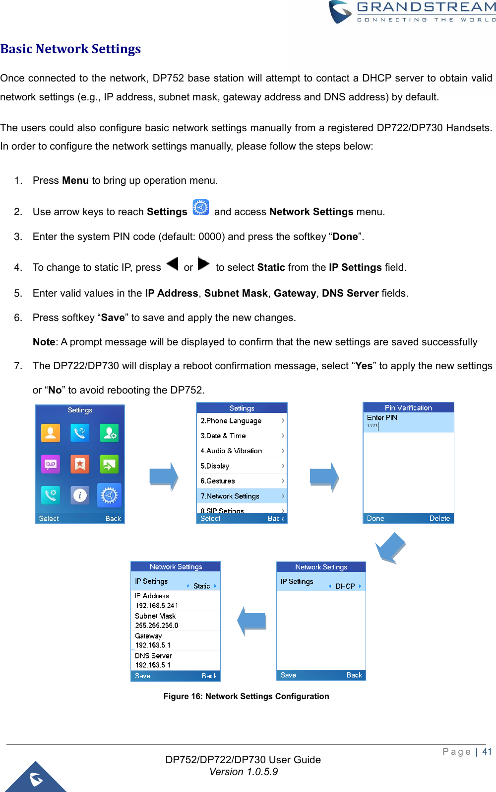 Page 42 of Grandstream Networks DP730 DECT Cordless HD Handset User Manual 