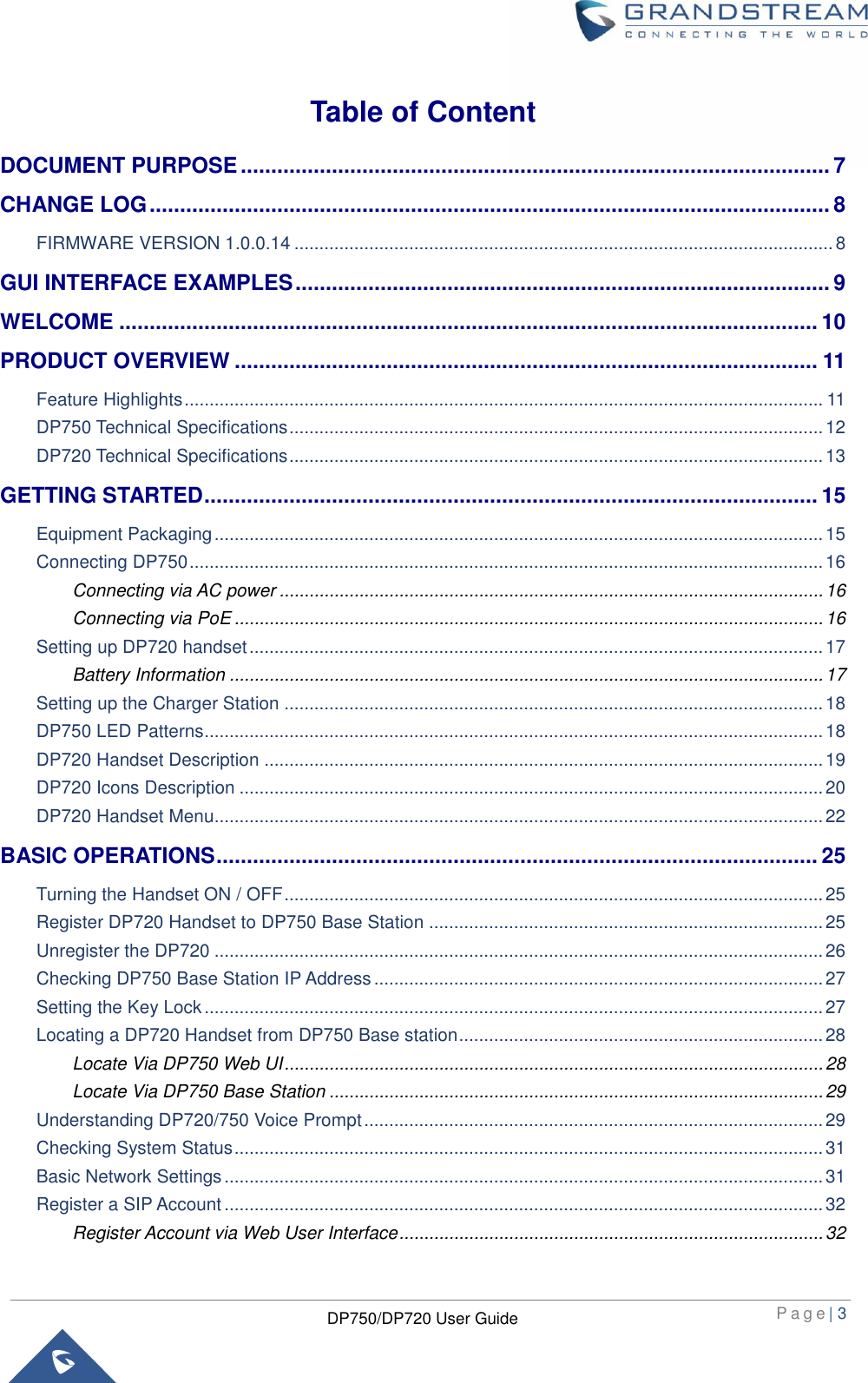 Page 4 of Grandstream Networks DP750 DECT Cordless VoIP Phone User Manual
