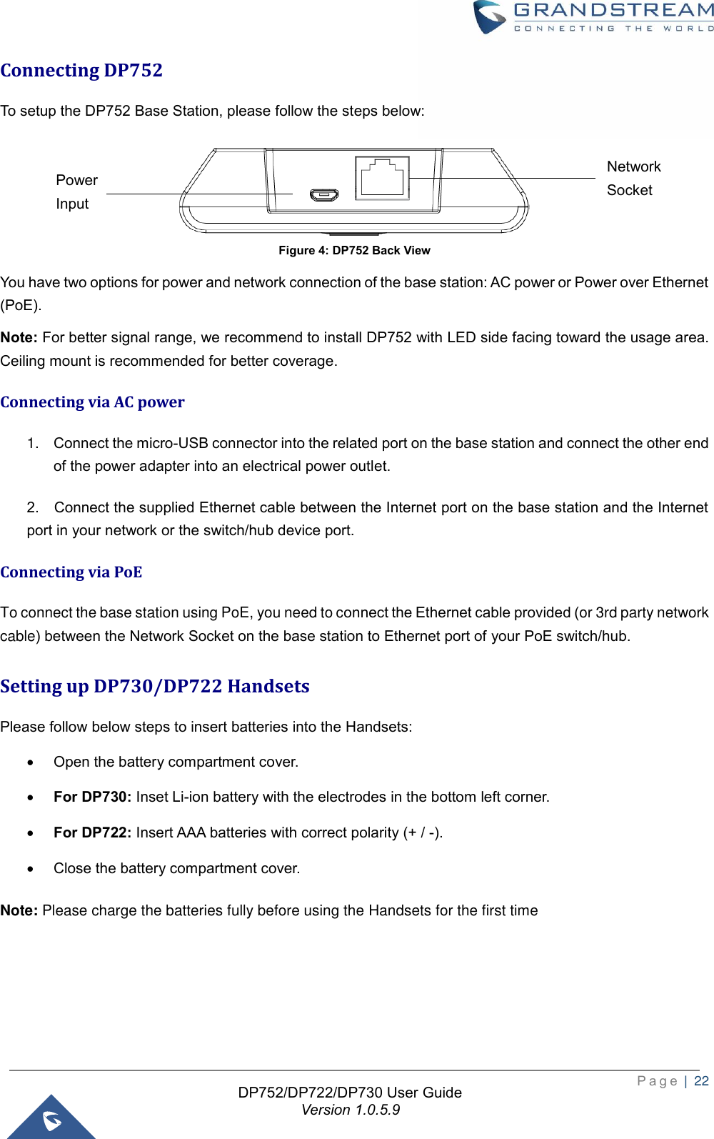 Page 23 of Grandstream Networks DP752 DECT Cordless VoIP Base Station User Manual 