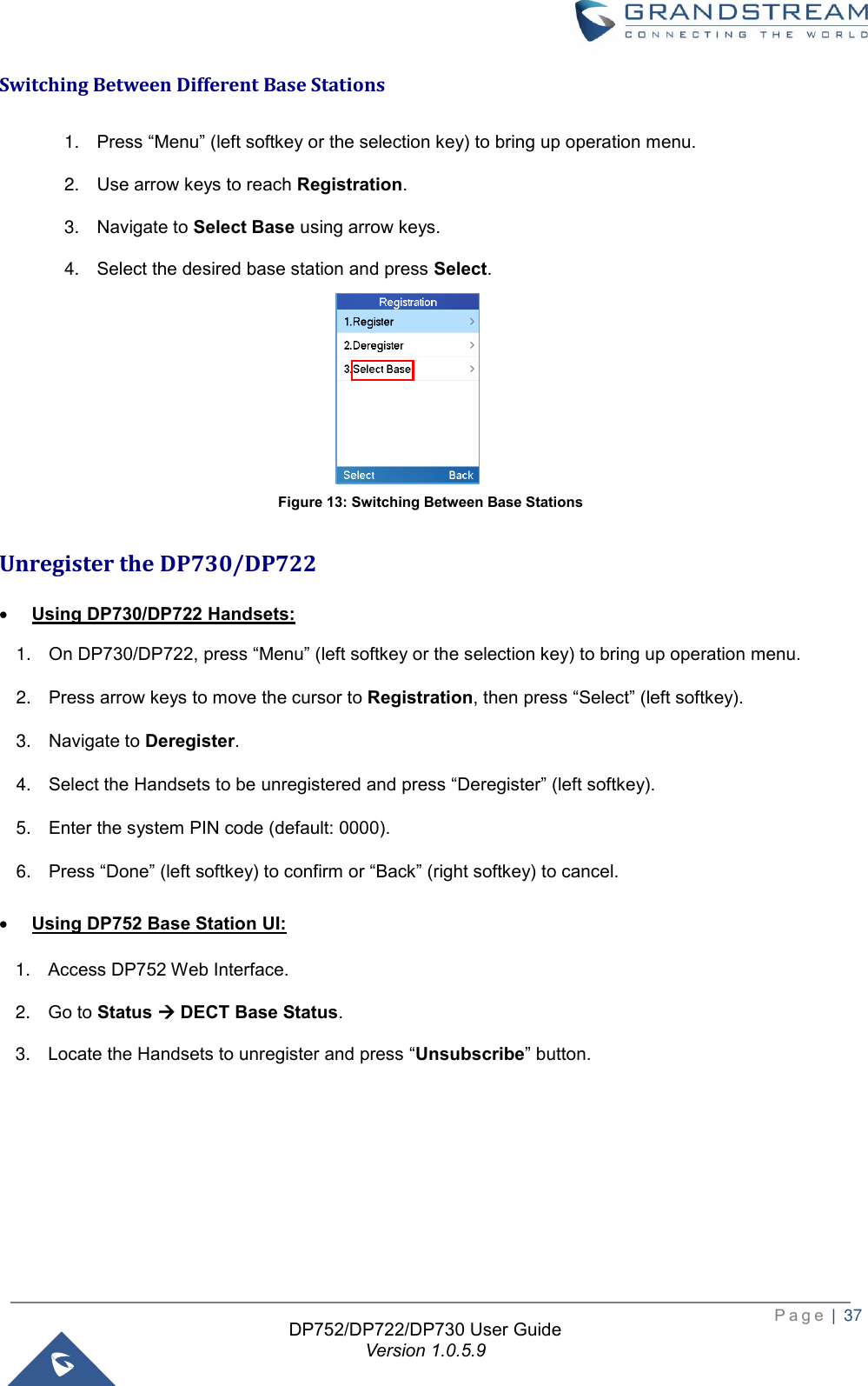 Page 38 of Grandstream Networks DP752 DECT Cordless VoIP Base Station User Manual 