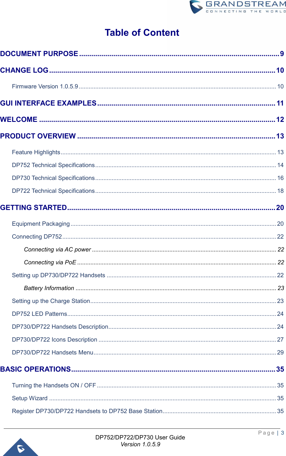 Page 4 of Grandstream Networks DP752 DECT Cordless VoIP Base Station User Manual 