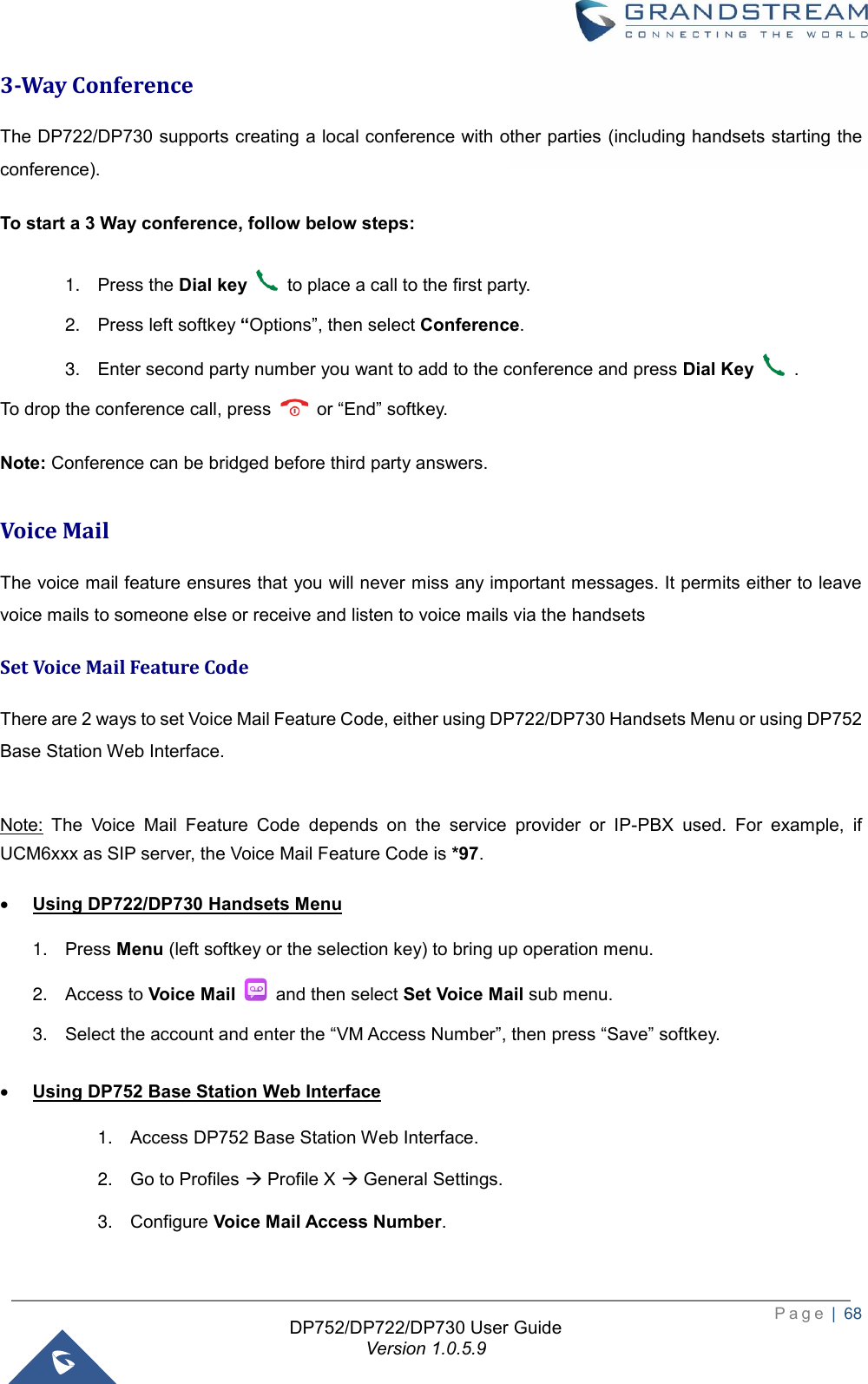 Page 69 of Grandstream Networks DP752 DECT Cordless VoIP Base Station User Manual 