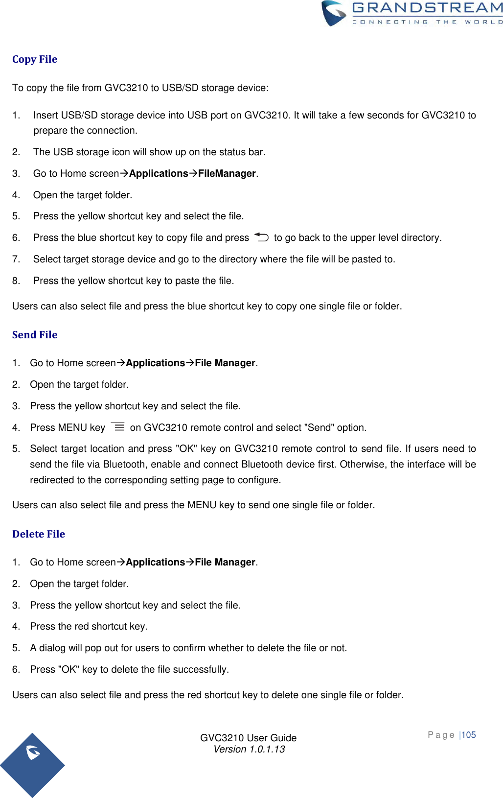 Page 105 of Grandstream Networks GVC3210RMT Bluetooth Remote Control User Manual   NEW 1213