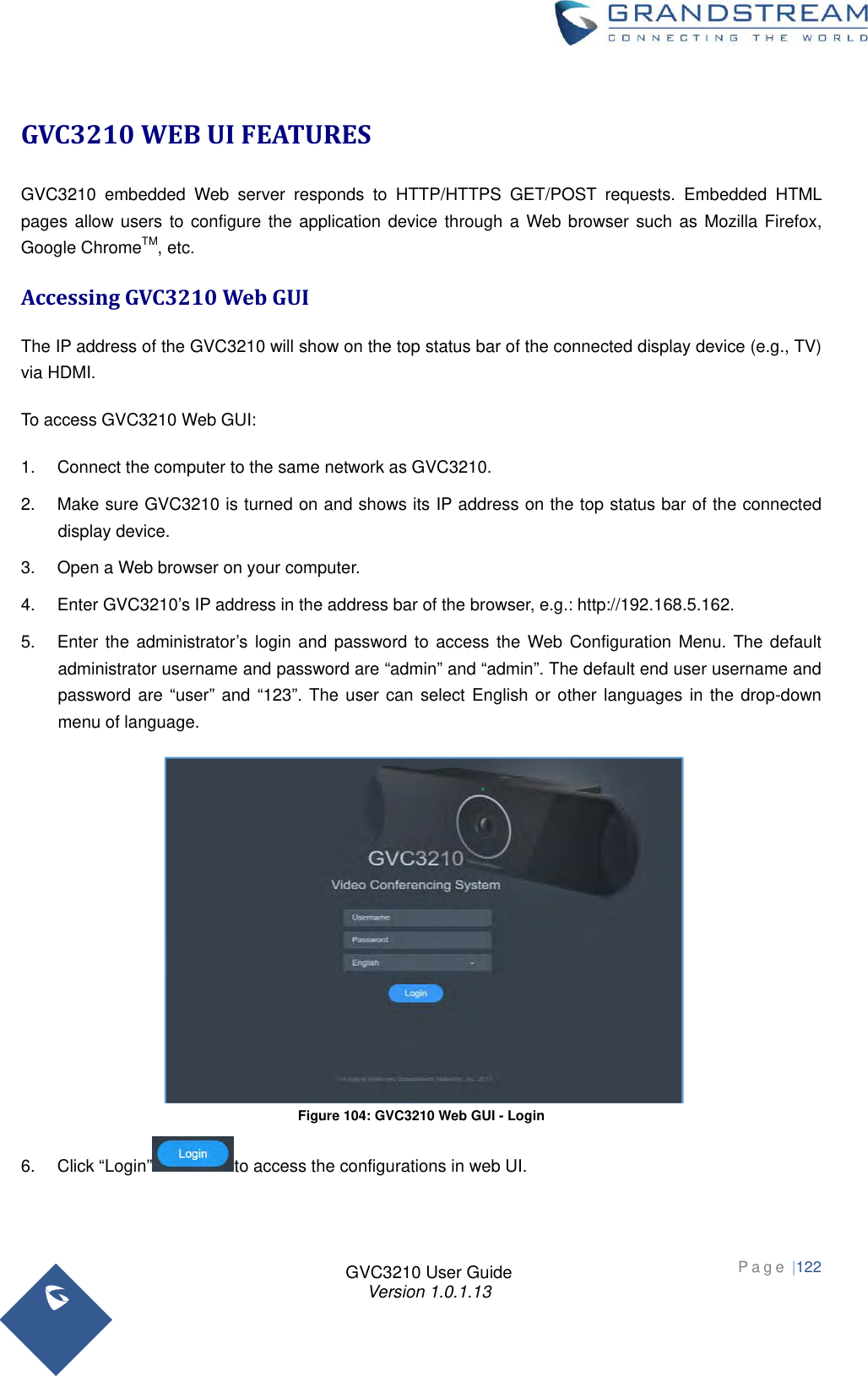 Page 122 of Grandstream Networks GVC3210RMT Bluetooth Remote Control User Manual   NEW 1213