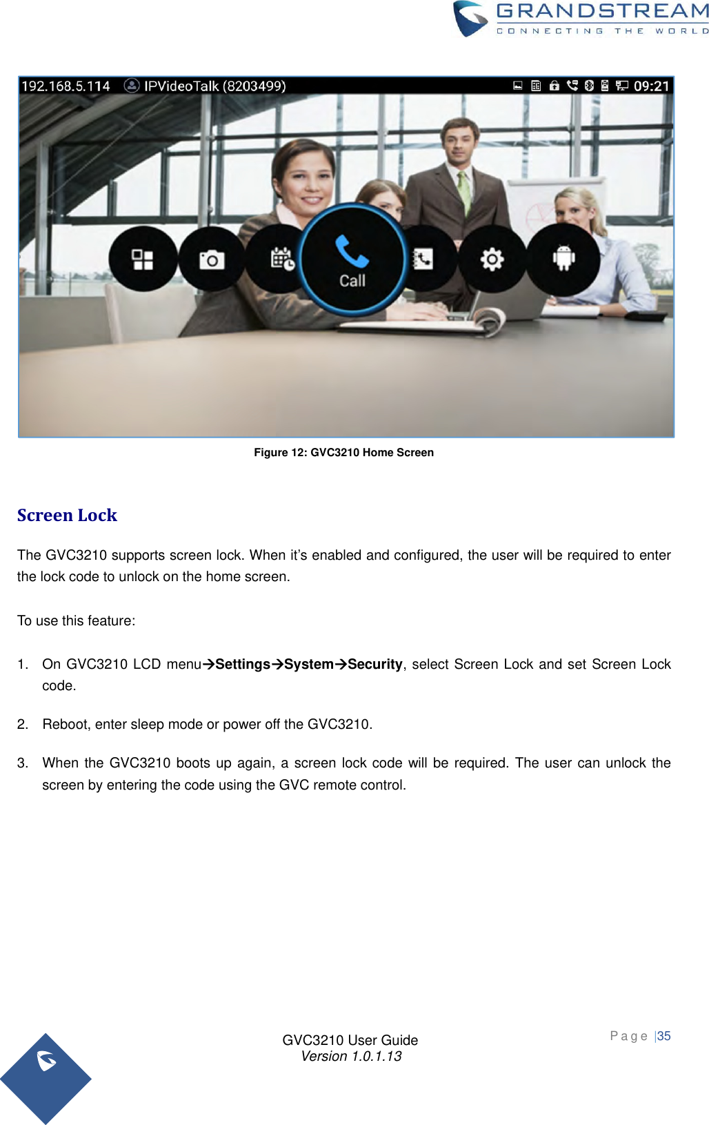 Page 35 of Grandstream Networks GVC3210RMT Bluetooth Remote Control User Manual   NEW 1213