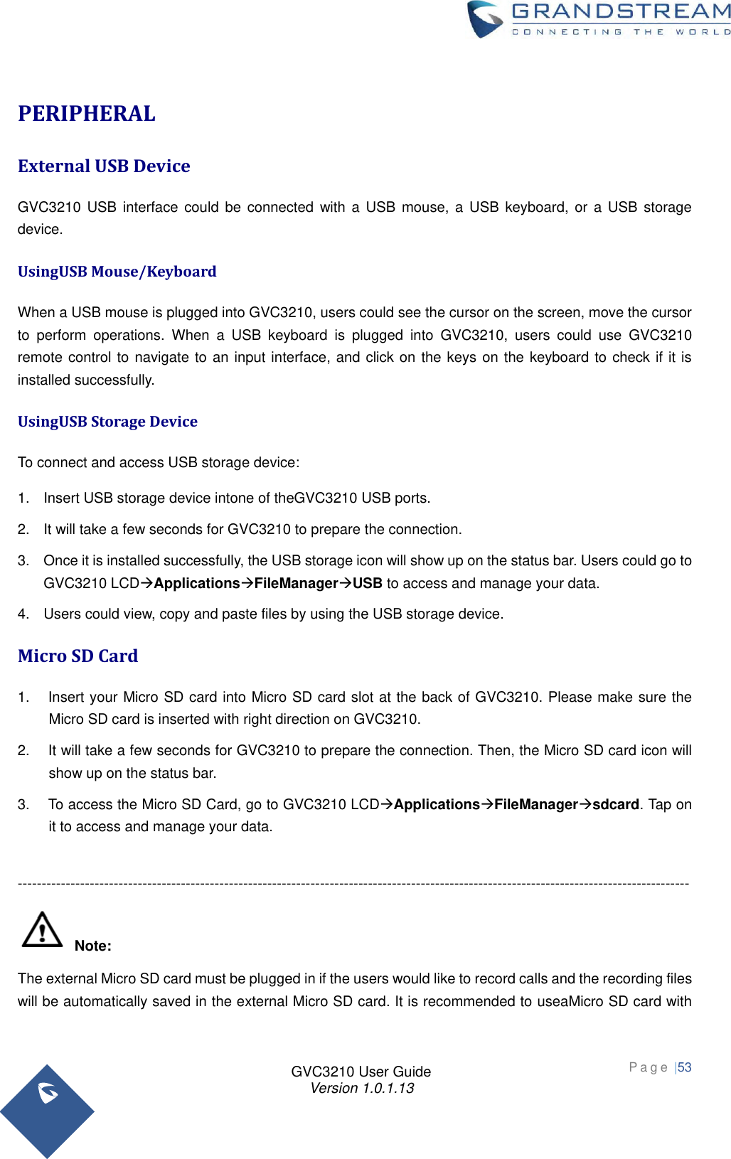 Page 53 of Grandstream Networks GVC3210RMT Bluetooth Remote Control User Manual   NEW 1213