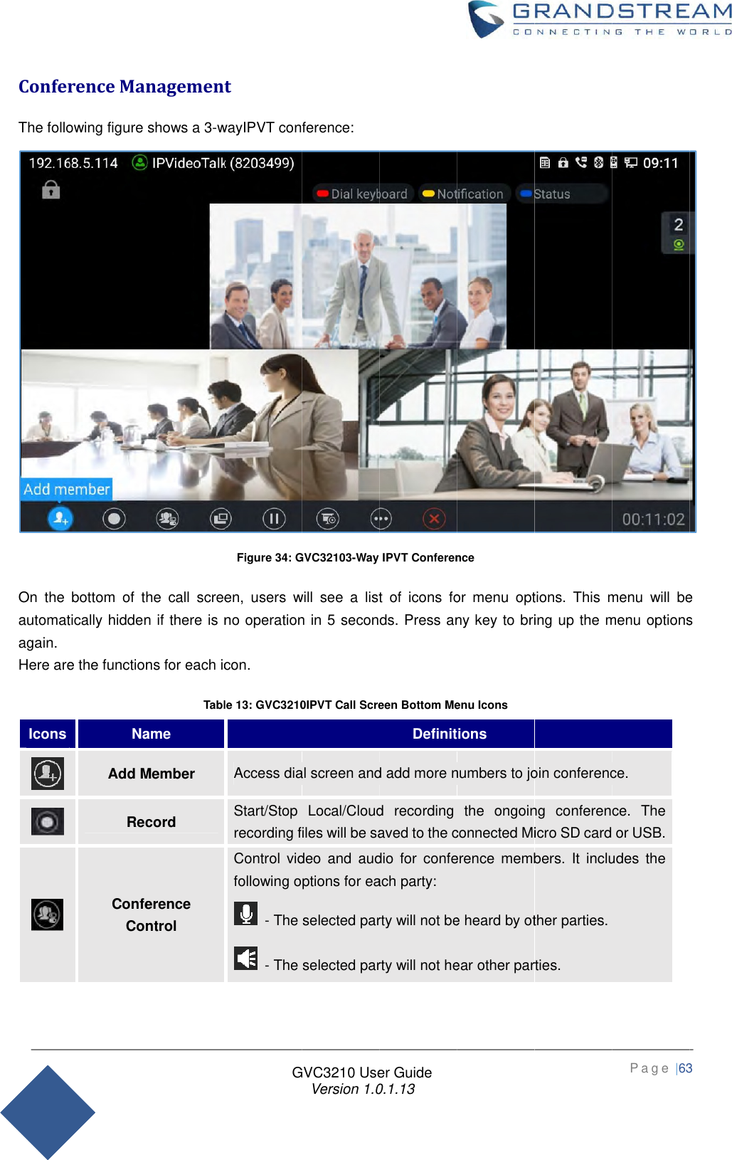 Page 63 of Grandstream Networks GVC3210RMT Bluetooth Remote Control User Manual   NEW 1213