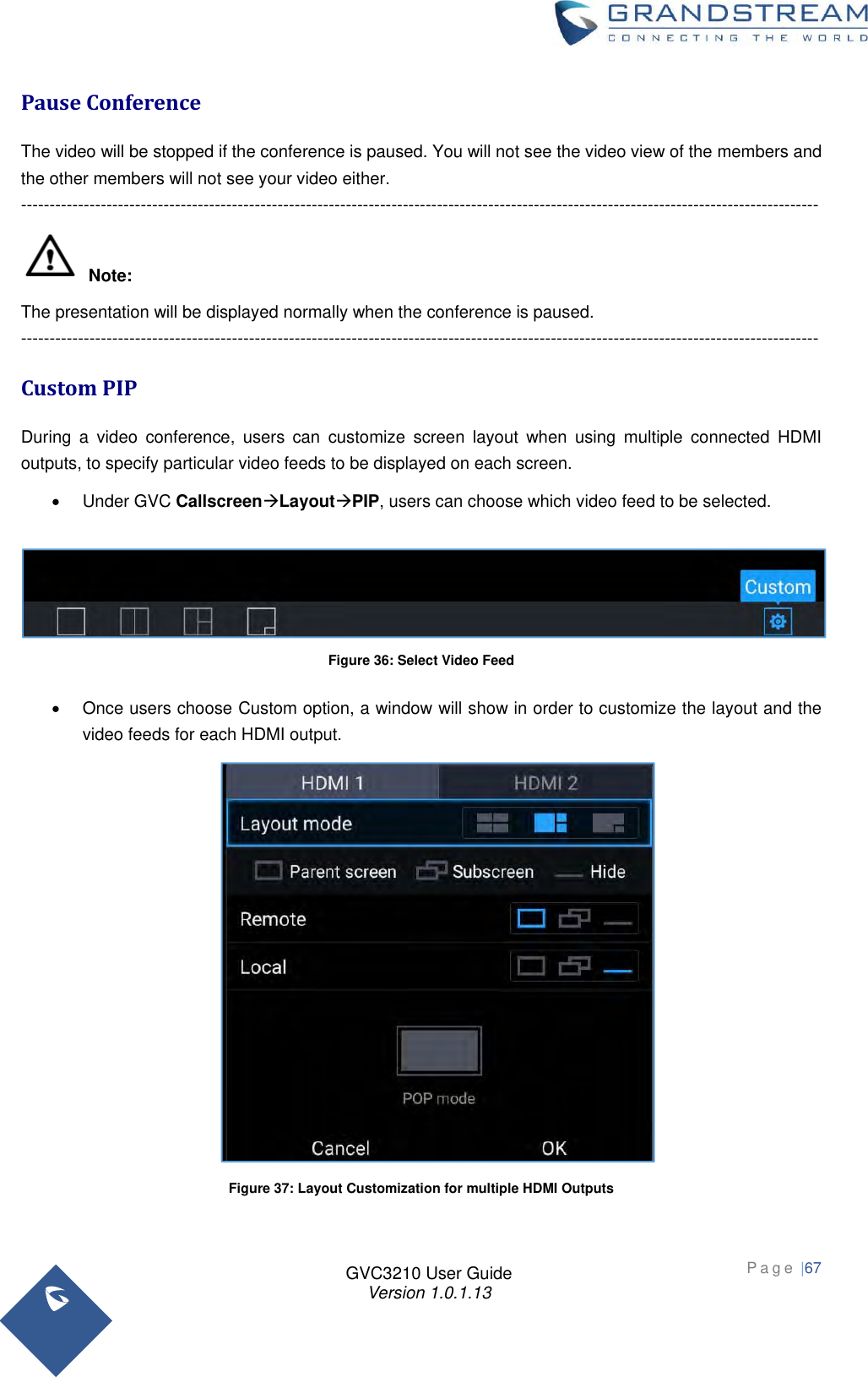 Page 67 of Grandstream Networks GVC3210RMT Bluetooth Remote Control User Manual   NEW 1213