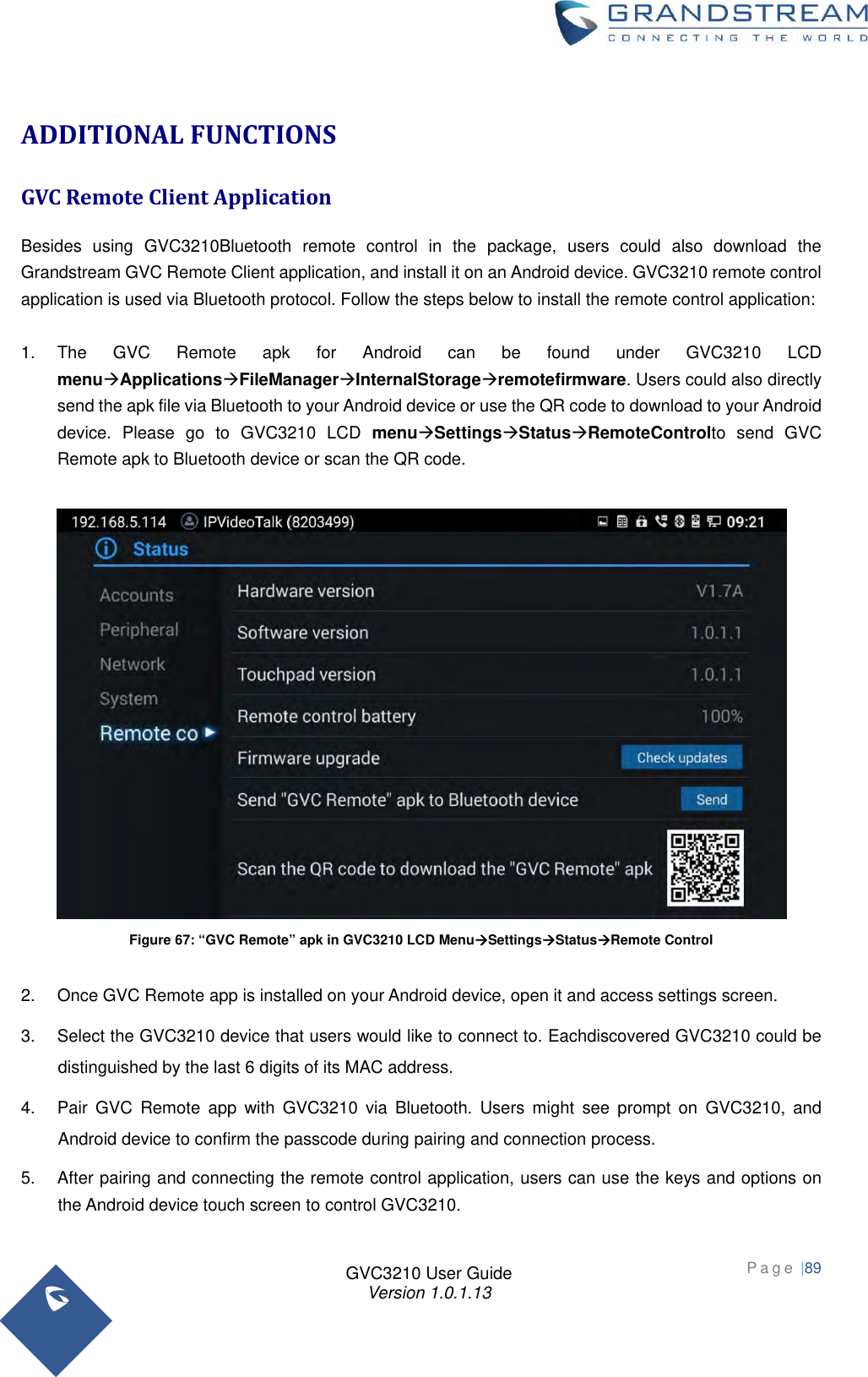 Page 89 of Grandstream Networks GVC3210RMT Bluetooth Remote Control User Manual   NEW 1213