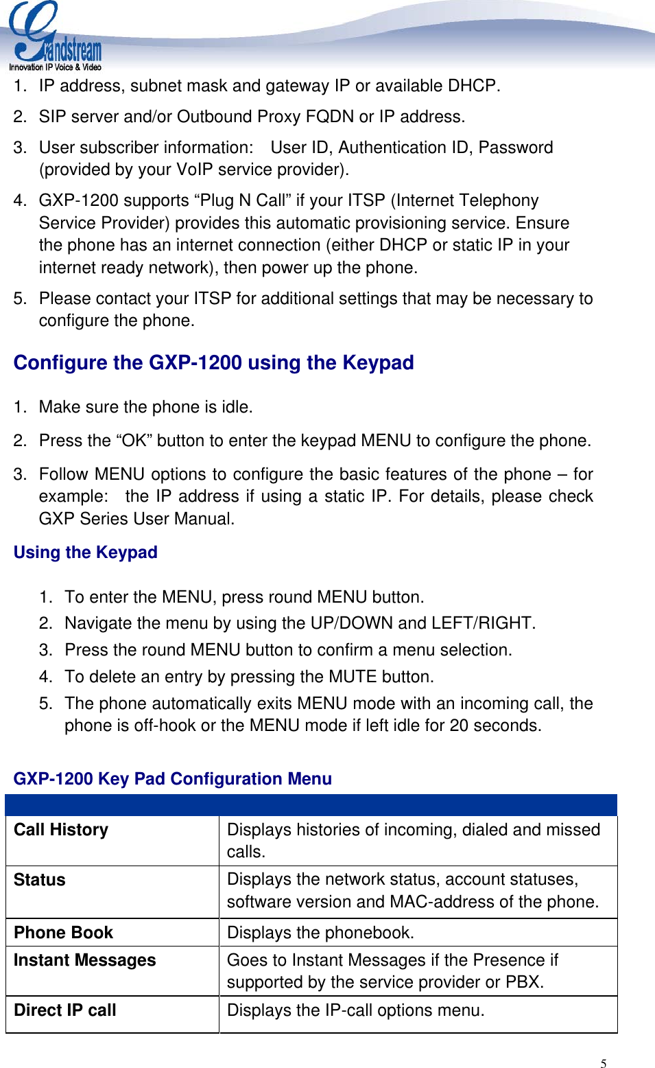 Page 5 of 6 - Grandstream-Networks Grandstream-Networks-Grandstream-Gxp-1200-Users-Manual GXP1200QuickInstallGuide