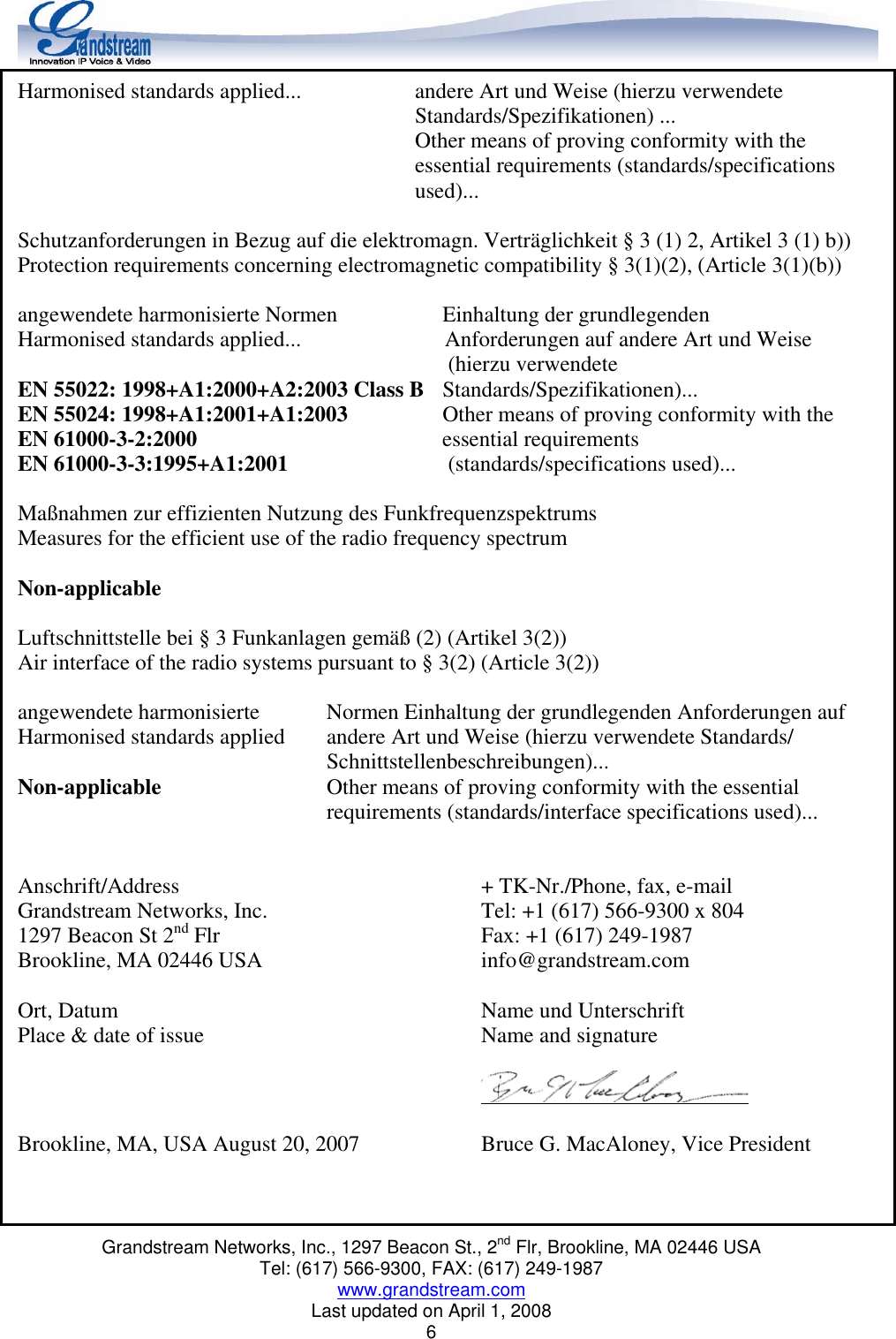 Page 6 of 6 - Grandstream-Networks Grandstream-Networks-Grandstream-Networks-Ip-Phone-Gxp2000-Users-Manual-  Grandstream-networks-grandstream-networks-ip-phone-gxp2000-users-manual