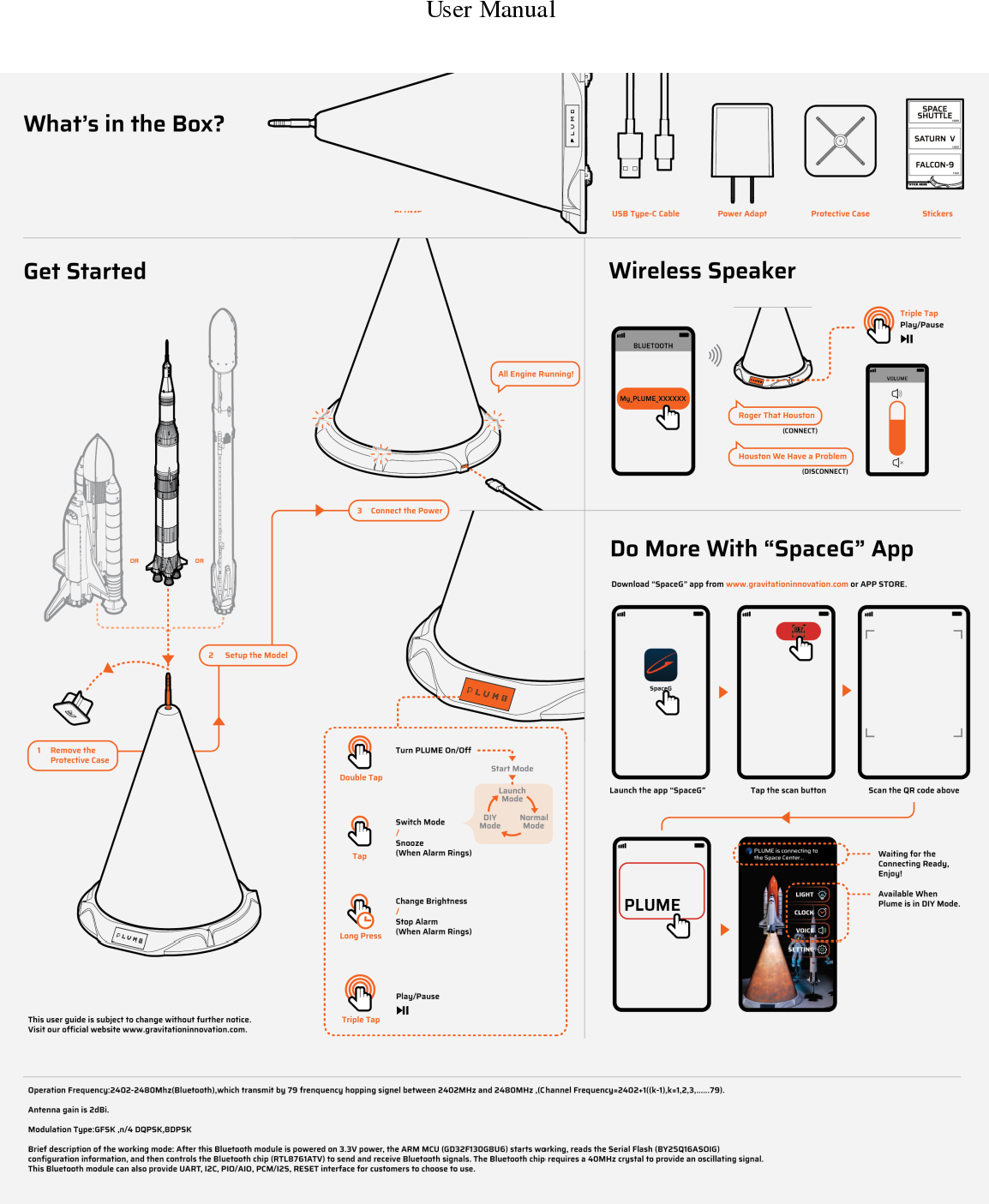 Gravitation Innovation GI01PLUME PLUME Rocket Lamp User Manual