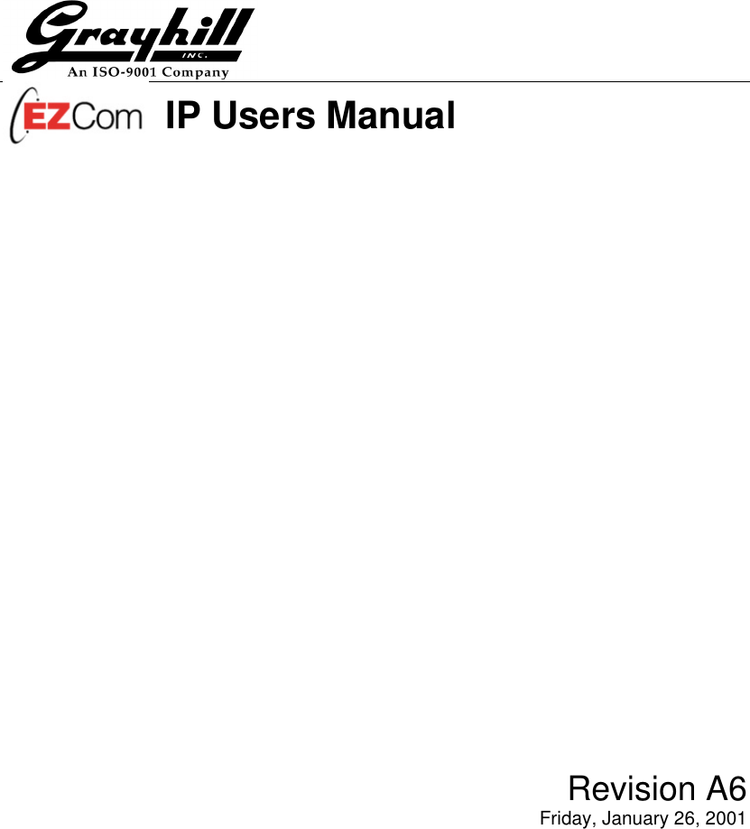 IP Users ManualRevision A6Friday, January 26, 2001