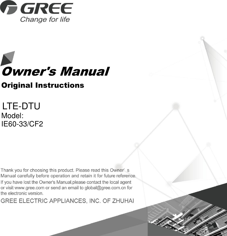 Page 1 of Gree Electric Appliances of Zhuhai IE6033CF2 LTE DTU User Manual Owner s Manual