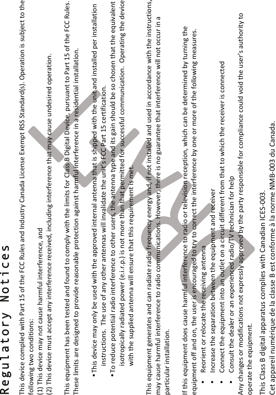 !! !Regulatory Notices TY?9!;0&gt;?20!2./BA?0;!F?7Y!D=37!&quot;&apos;!.J!7Y0!ULL!K6A09!=4;!H4;69738!L=4=;=!V?20490!S^0/B7!K11!17=4;=3;b9c#!WB03=7?.4!?9!96\i027!7.!7Y0!J.AA.F?4@!7F.!2.4;?7?.49k!b&quot;c!TY?9!;0&gt;?20!/=8!4.7!2=690!Y=3/J6A!?4703J030420]!=4;!!b$c!TY?9!;0&gt;?20!/697!=220B7!=48!?4703J030420!3020?&gt;0;]!?42A6;?4@!?4703J030420!7Y=7!/=8!2=690!64;09?30;!.B03=7?.4#!!TY?9!0g6?B/047!Y=9!\004!70970;!=4;!J.64;!7.!2./BA8!F?7Y!7Y0!A?/?79!J.3!LA=99!5!E?@?7=A!E0&gt;?20]!B6396=47!7.!D=37!&quot;&apos;!.J!7Y0!ULL!K6A09#!TY090!A?/?79!=30!;09?@40;!7.!B3.&gt;?;0!30=9.4=\A0!B3.7027?.4!=@=?497!Y=3/J6A!?4703J030420!?4!=!309?;047?=A!?497=AA=7?.4#!!!• TY?9!;0&gt;?20!/=8!.4A8!\0!690;!F?7Y!7Y0!=BB3.&gt;0;!?47034=A!=47044=!7Y=7!?9!9Y?BB0;!F?7Y!7Y0!64?7!=4;!?497=AA0;!B03!?497=AA=7?.4!?4973627?.49#!!TY0!690!.J!=48!.7Y03!=47044=9!F?AA!?4&gt;=A?;=70!7Y0!64?7l9!ULL!D=37!&quot;&apos;!2037?J?2=7?.4#!• T.!30;620!B.7047?=A!3=;?.!?4703J030420!7.!.7Y03!69039]!7Y0!=47044=!78B0!=4;!?79!@=?4!9Y.6A;!\0!9.!2Y.904!7Y=7!7Y0!0g6?&gt;=A047!?9.73.B?2=AA8!3=;?=70;!B.F03!b0#?#3#B#c!?9!4.7!/.30!7Y=4!7Y=7!B03/?770;!J.3!9622099J6A!2.//64?2=7?.4#!!WB03=7?4@!7Y0!;0&gt;?20!F?7Y!7Y0!96BBA?0;!=47044=!F?AA!049630!7Y=7!7Y?9!30g6?30/047!?9!/07#!!TY?9!0g6?B/047!@0403=709!=4;!2=4!3=;?=70!3=;?.!J30g60428!0403@8!=4;]!?J!4.7!?497=AA0;!=4;!690;!?4!=22.3;=420!F?7Y!7Y0!?4973627?.49]!/=8!2=690!Y=3/J6A!?4703J030420!7.!3=;?.!2.//64?2=7?.49#!-.F0&gt;03]!7Y030!?9!4.!@6=3=4700!7Y=7!?4703J030420!F?AA!4.7!.2263!?4!=!B=37?26A=3!?497=AA=7?.4#!!HJ!7Y?9!0g6?B/047!;.09!2=690!Y=3/J6A!?4703J030420!7.!3=;?.!.3!70A0&gt;?9?.4!3020B7?.4]!FY?2Y!2=4!\0!;0703/?40;!\8!7634?4@!7Y0!0g6?B/047!.JJ!=4;!.4]!7Y0!6903!?9!042.63=@0;!7.!738!7.!2.33027!7Y0!?4703J030420!\8!.40!.3!/.30!.J!7Y0!J.AA.F?4@!/0=96309#!• K0.3?047!.3!30A.2=70!7Y0!3020?&gt;?4@!=47044=!• H4230=90!7Y0!90B=3=7?.4!\07F004!7Y0!0g6?B/047!=4;!3020?&gt;03!• L.44027!7Y0!0g6?B/047!?47.!=4!.67A07!.4!=!2?326?7!;?JJ03047!J3./!7Y=7!7.!FY?2Y!7Y0!3020?&gt;03!?9!2.440270;!• L.496A7!7Y0!;0=A03!.3!=4!0^B03?0420;!3=;?.GTP!702Y4?2?=4!J.3!Y0AB!M48!2Y=4@09!.3!/.;?J?2=7?.49!4.7!0^B3099A8!=BB3.&gt;0;!\8!7Y0!B=378!309B.49?\A0!J.3!2./BA?=420!2.6A;!&gt;.?;!7Y0!6903l9!=67Y.3?78!7.!.B03=70!7Y0!0g6?B/047# TY?9!LA=99!5!;?@?7=A!=BB=3=769!2./BA?09!F?7Y!L=4=;?=4!HLS1O,,%#!L07!=BB=30?A!46/m3?g60!;0!A=!2A=990!5!097!2.4J.3/0!n!A=!4.3/0!&lt;:5O,,%!;6!L=4=;=#!