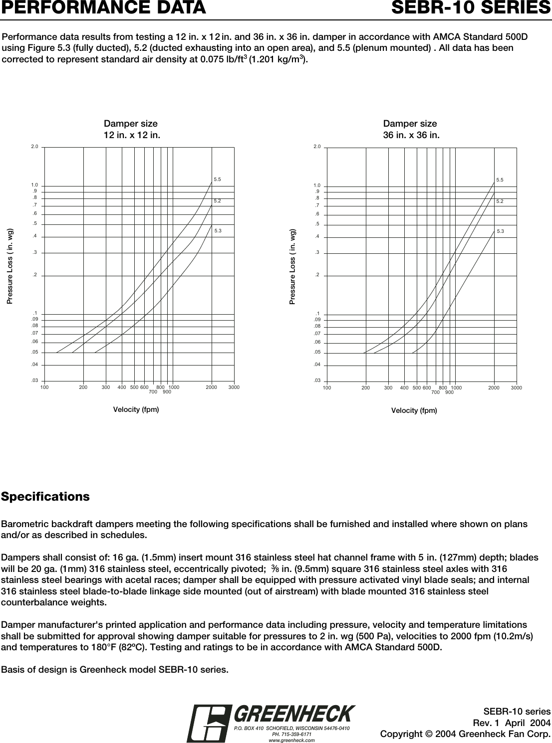 Page 2 of 2 - Greenheck-Fan Greenheck-Fan-Barometric-Relief-Damper-Sebr-10-Users-Manual-  Greenheck-fan-barometric-relief-damper-sebr-10-users-manual