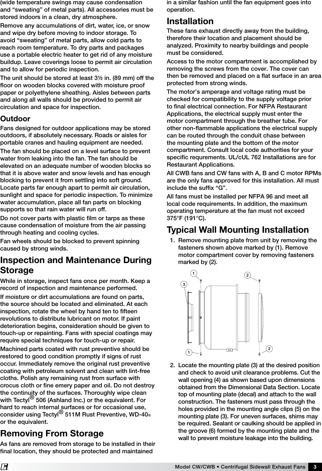 Page 3 of 8 - Greenheck-Fan Greenheck-Fan-Centrifugal-Sidewall-Exhaust-Fans-Cw-Cwb-Users-Manual-  Greenheck-fan-centrifugal-sidewall-exhaust-fans-cw-cwb-users-manual