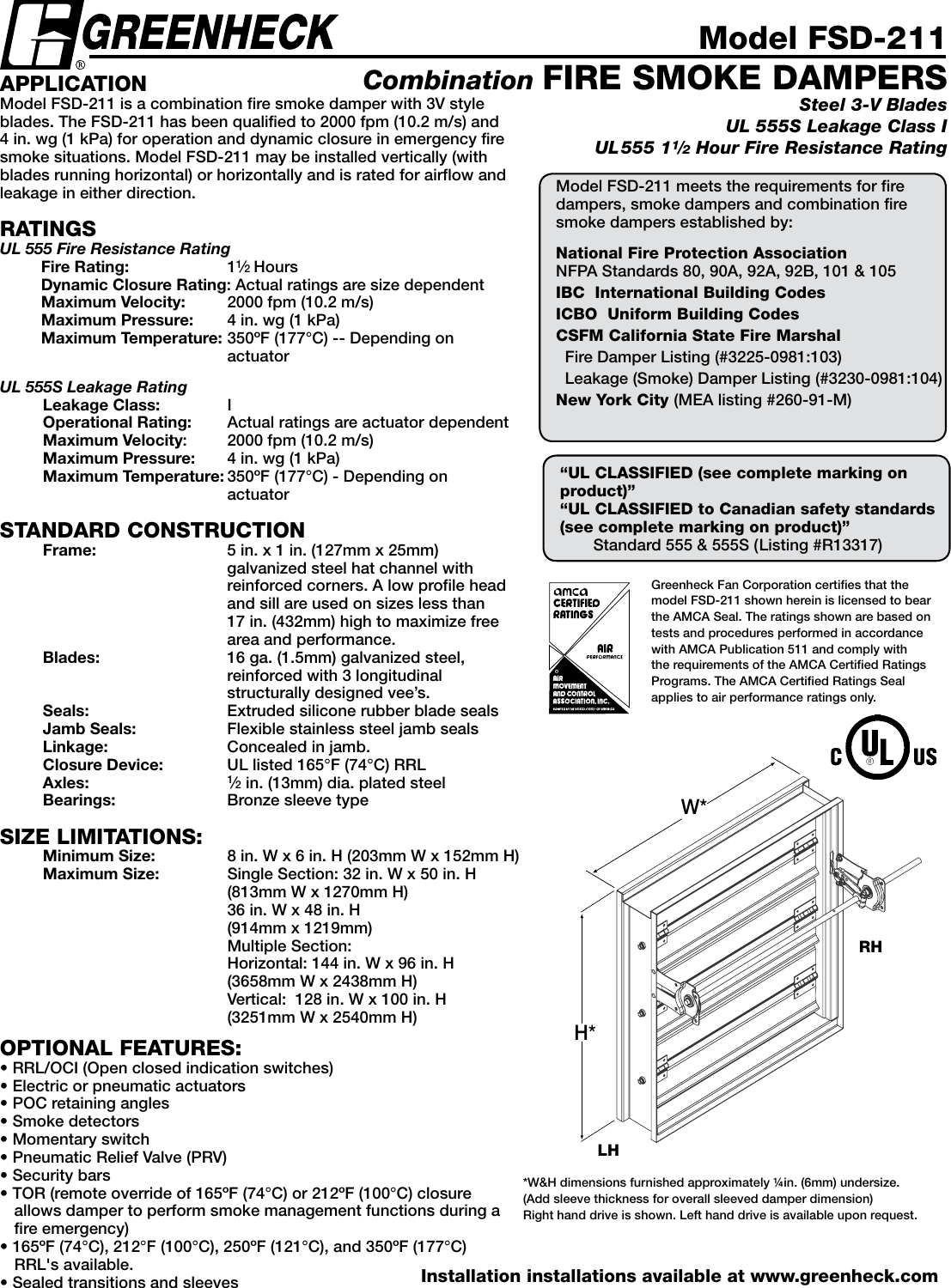 Page 1 of 7 - Greenheck-Fan Greenheck-Fan-Combination-Fire-Smoke-Damper-Fsd-211-Users-Manual-  Greenheck-fan-combination-fire-smoke-damper-fsd-211-users-manual