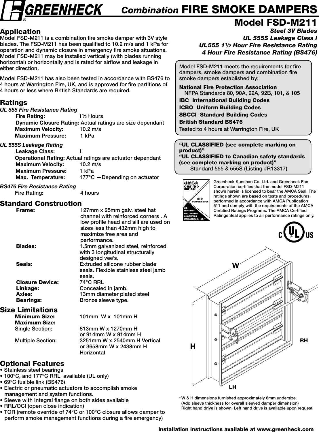 Page 1 of 6 - Greenheck-Fan Greenheck-Fan-Combination-Fire-Smoke-Dampers-Fsd-M211-Users-Manual-  Greenheck-fan-combination-fire-smoke-dampers-fsd-m211-users-manual