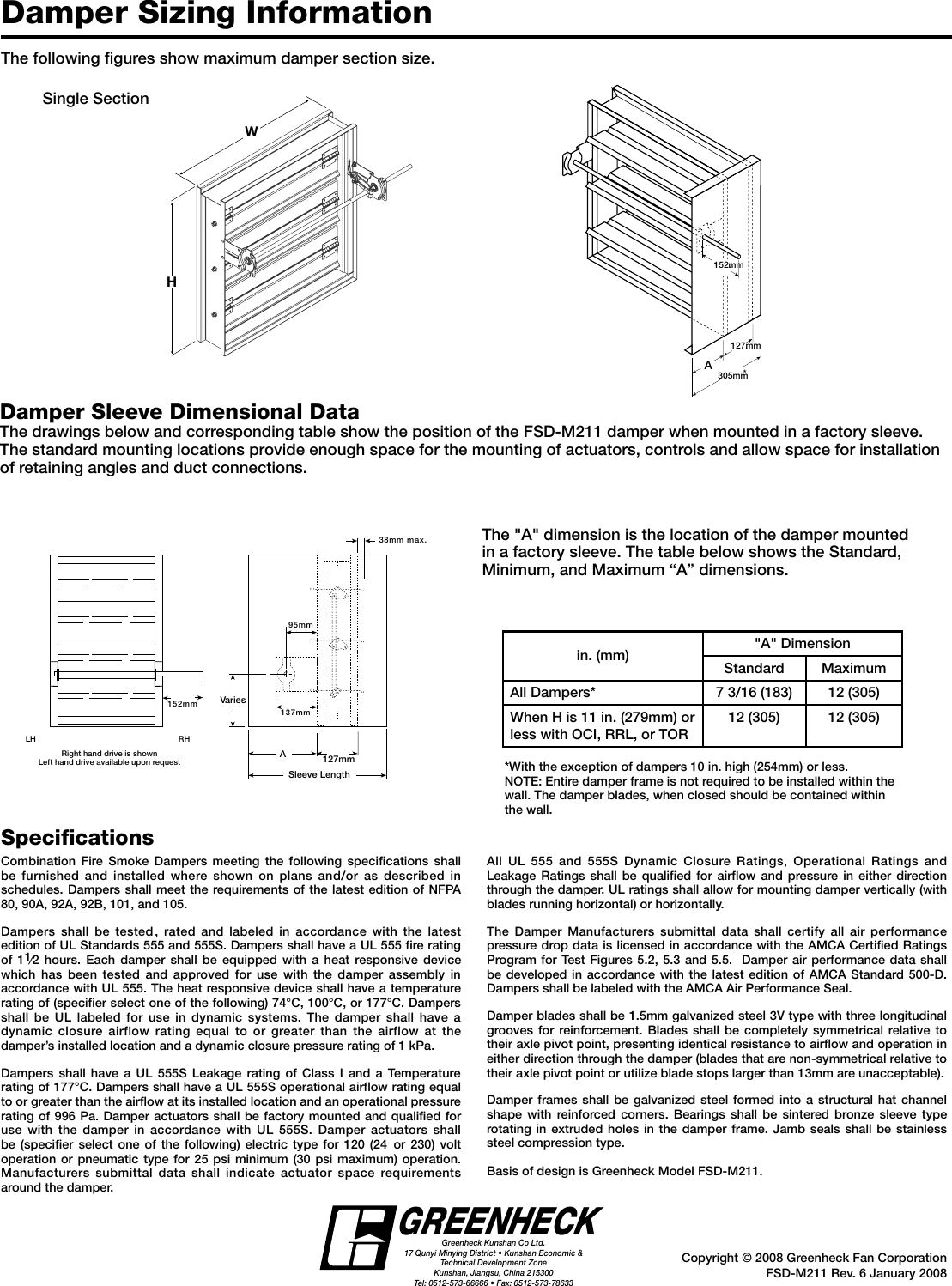 Page 6 of 6 - Greenheck-Fan Greenheck-Fan-Combination-Fire-Smoke-Dampers-Fsd-M211-Users-Manual-  Greenheck-fan-combination-fire-smoke-dampers-fsd-m211-users-manual