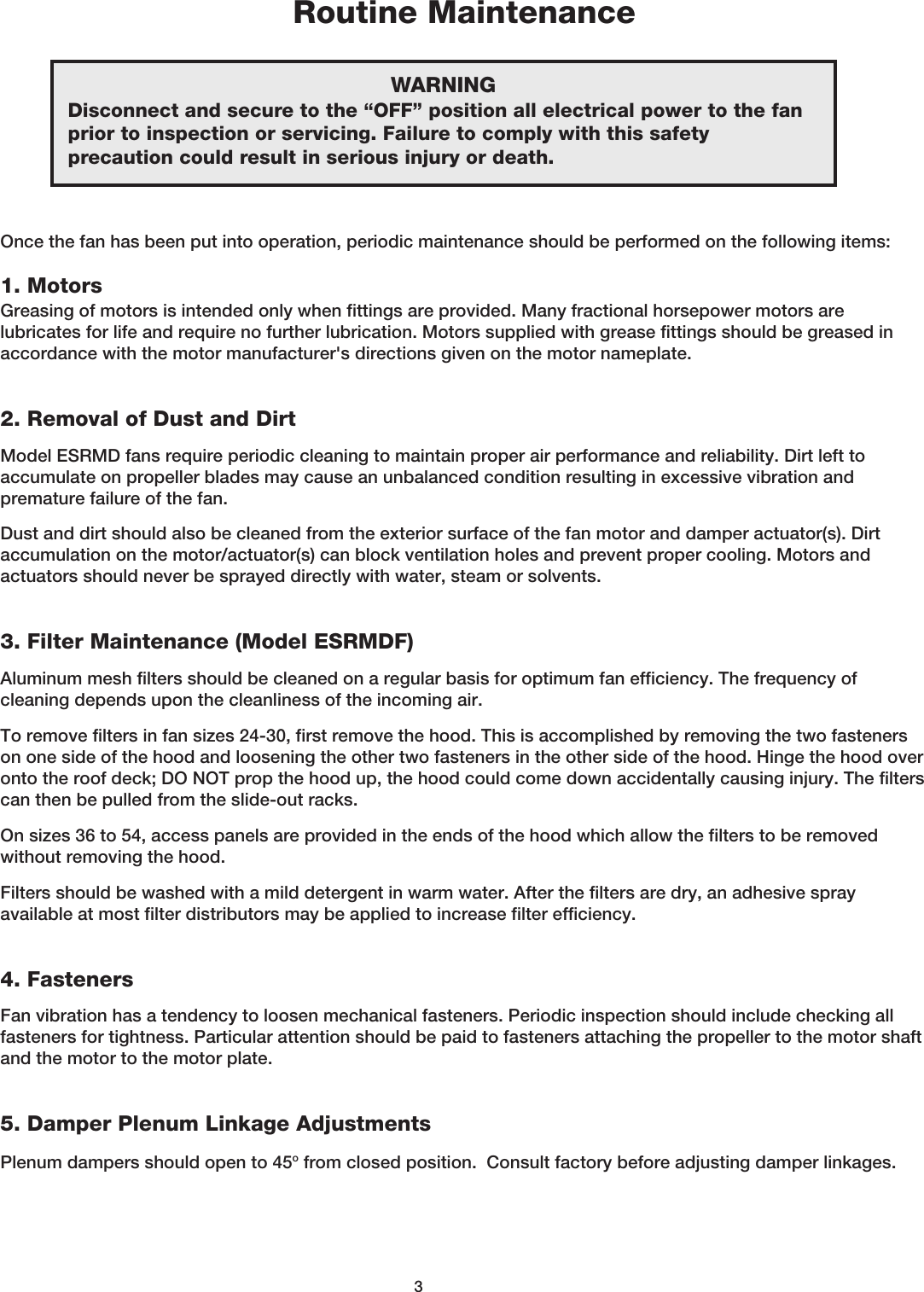 Page 3 of 4 - Greenheck-Fan Greenheck-Fan-Erd-Users-Manual- ERD ESRMD ESRMDF IOM 99  Greenheck-fan-erd-users-manual